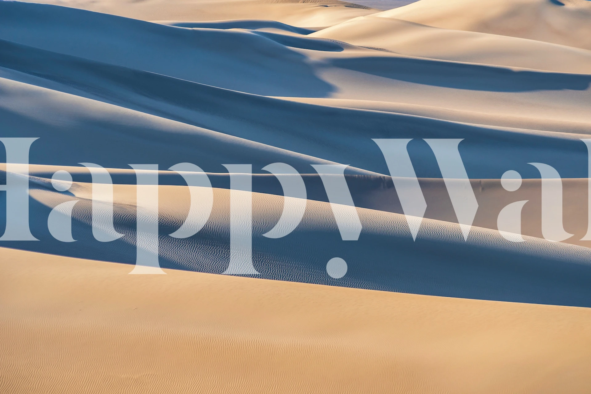 Woestijnmuurschildering met serene zandduinen en zachte schaduwen