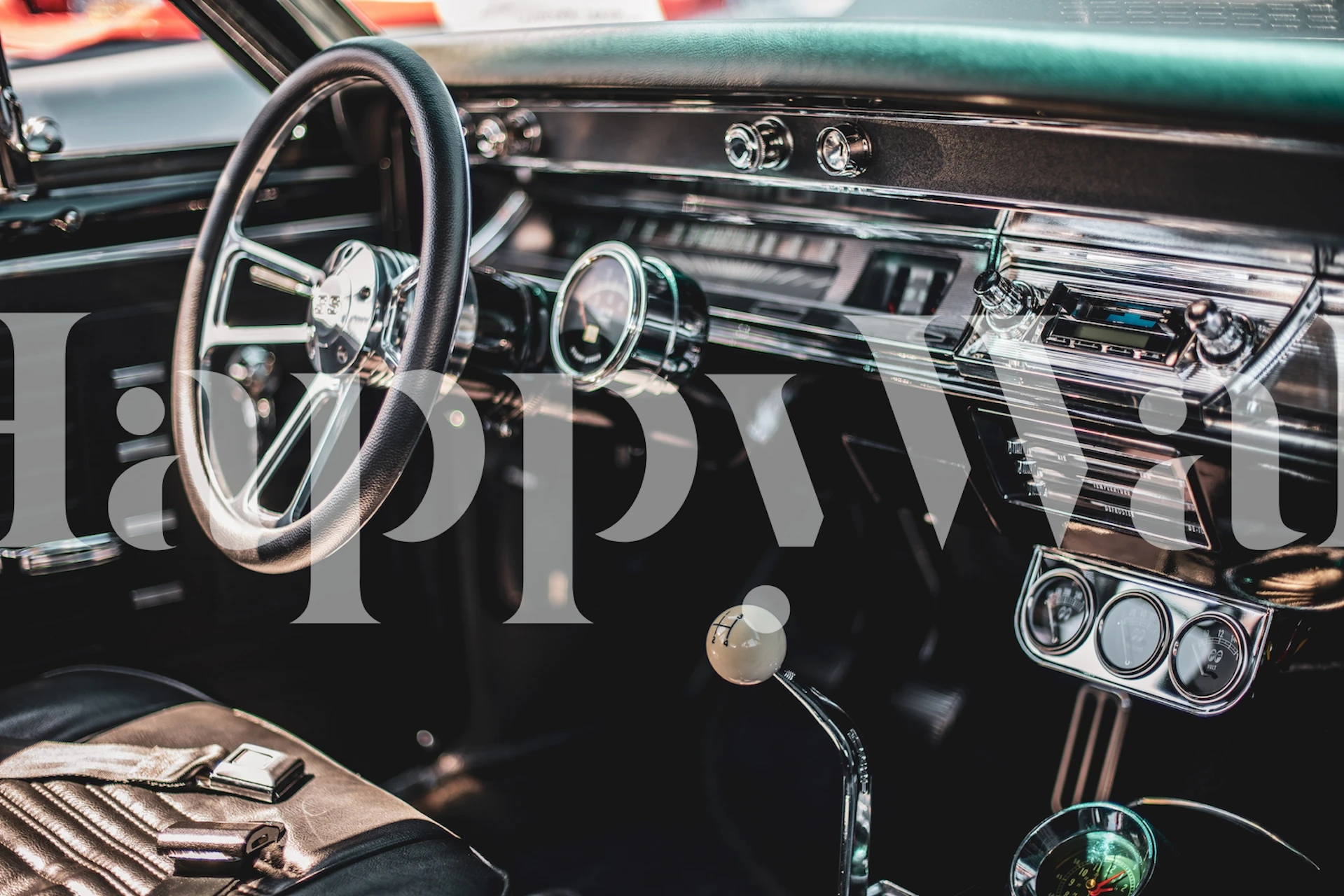 Vintage car interior details dashboard black wallpaper