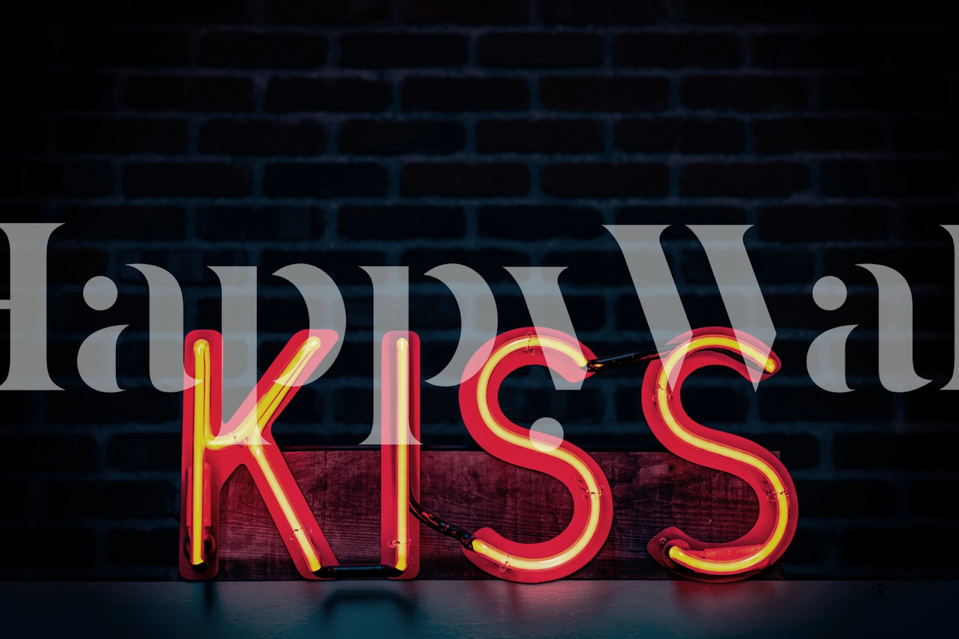 Kiss in Neon wallpaper displayed in a room