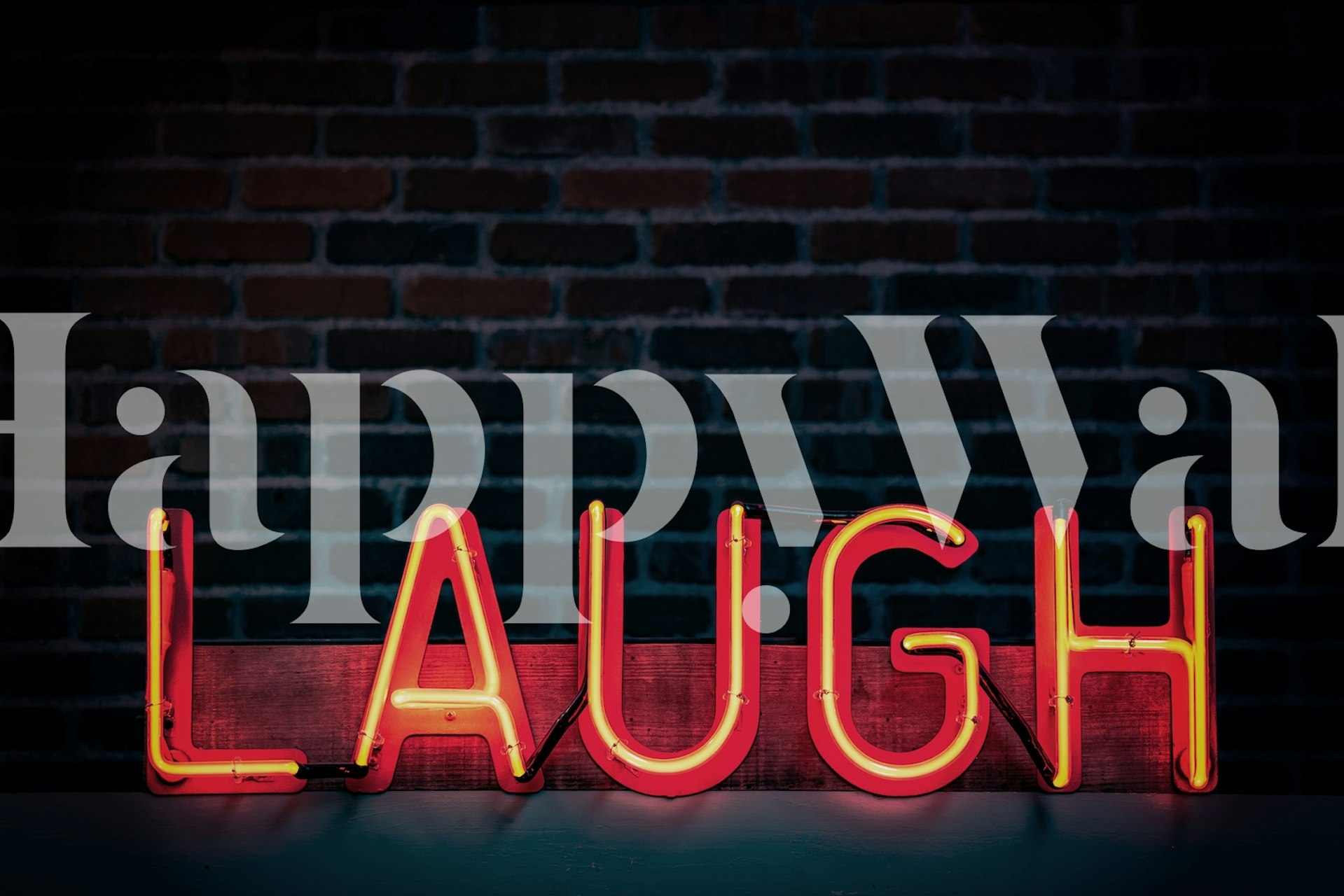 Laugh in Neon wallpaper displayed in a room