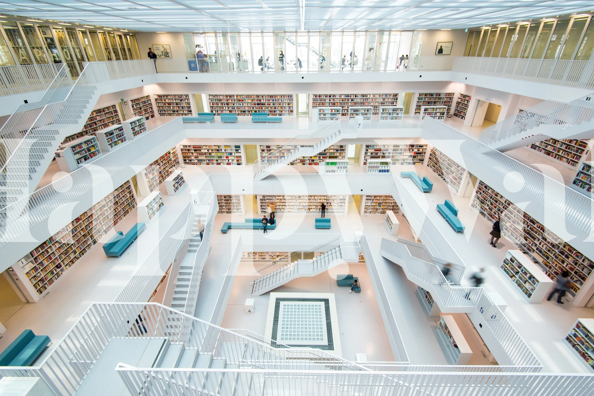 Library Stuttgart wallpaper in a modern interior