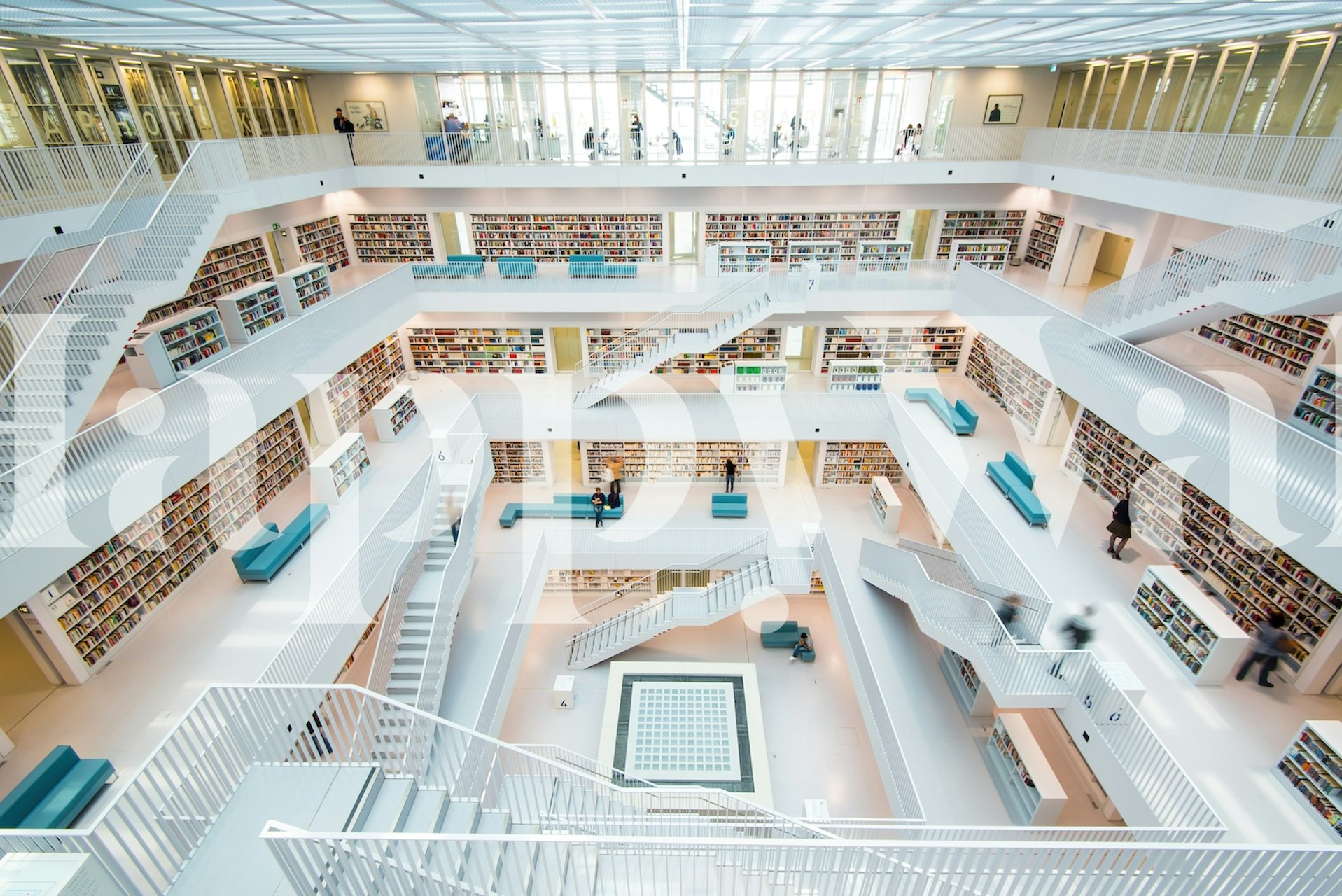 Library Stuttgart wallpaper in a modern interior