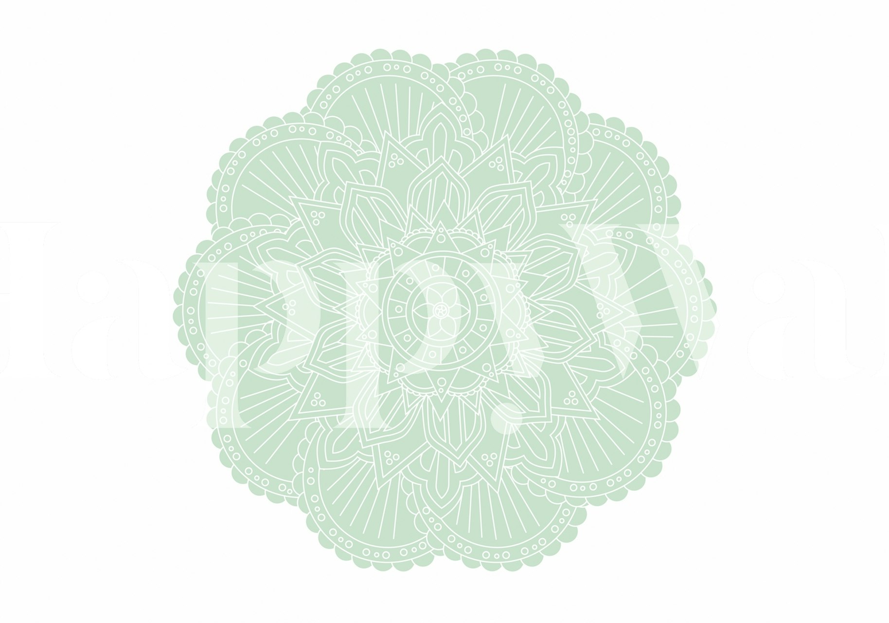 Abstract Green Mandala Papier Peint Dans Une Pièce