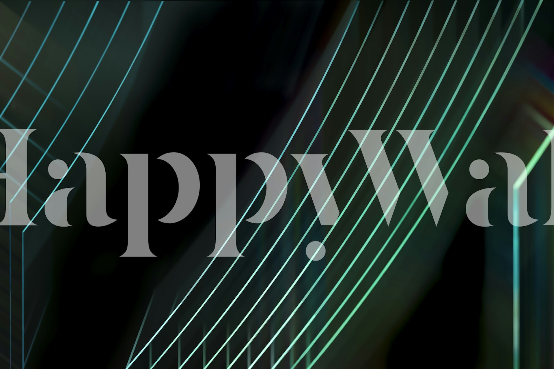 Curved green and blue lines on a dark background wallpaper