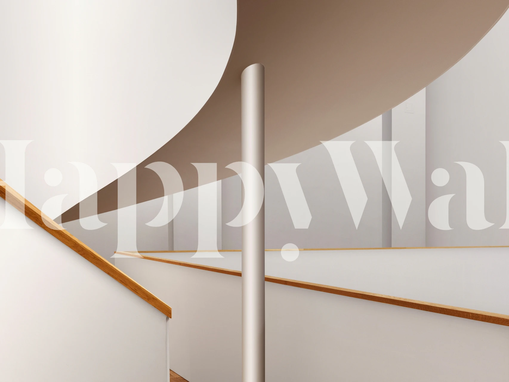 Curved white abstract design with soft brown details wallpaper