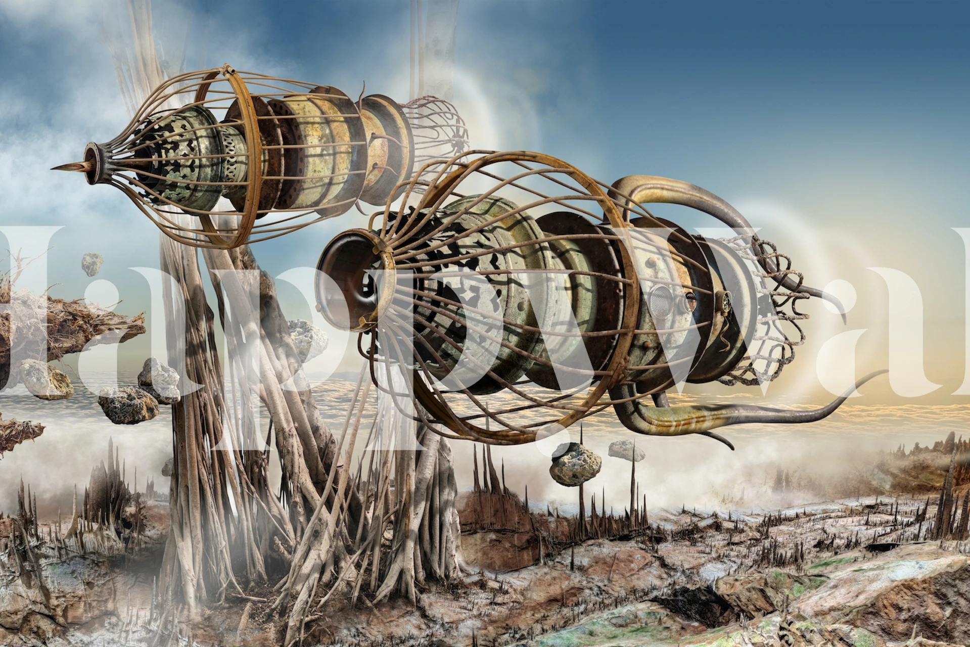 Imaginativ tapetdesign i ett rum