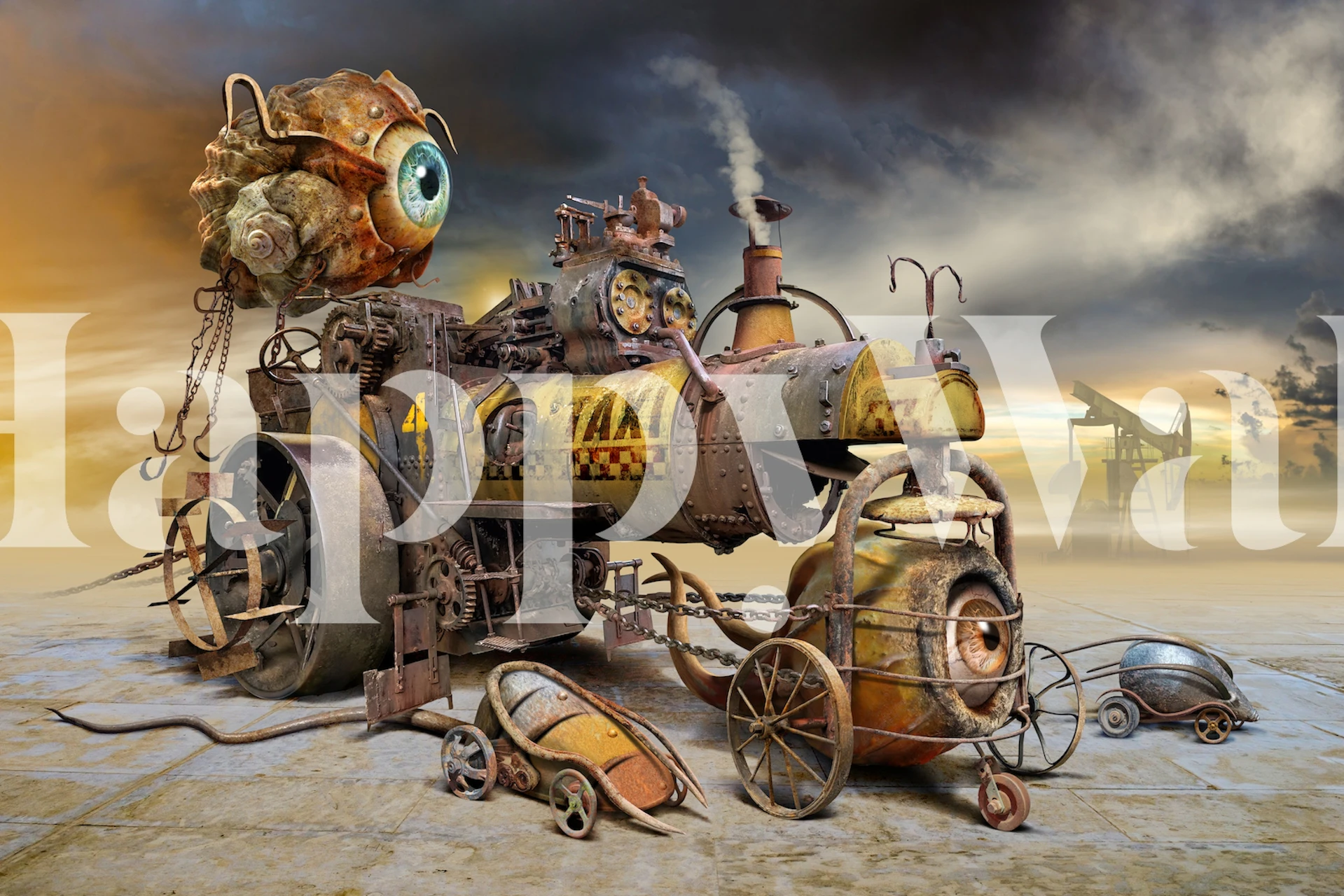 Taxi wallpaper design in a room