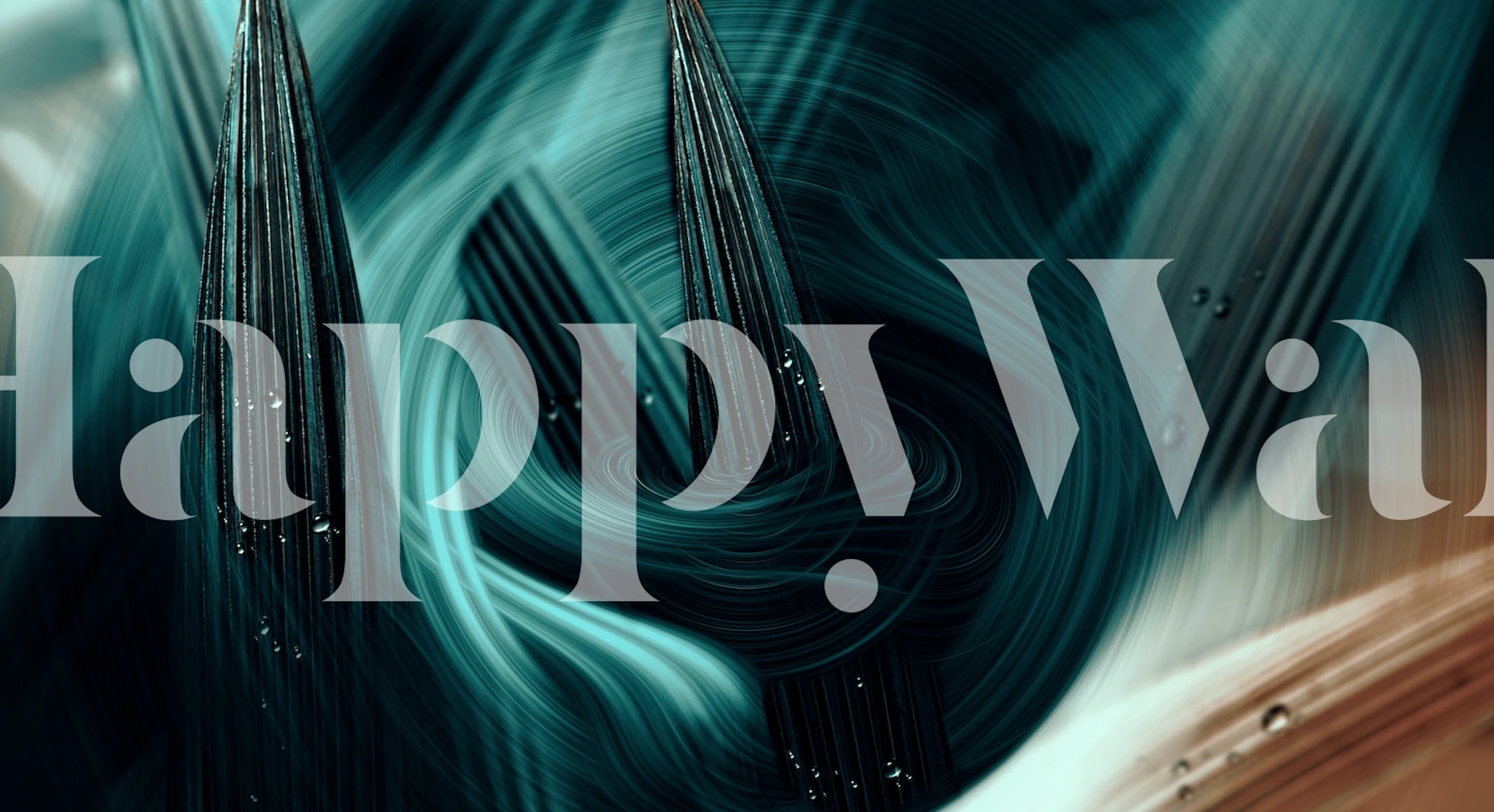 Abstract swirling design in teal and brown tones wallpaper