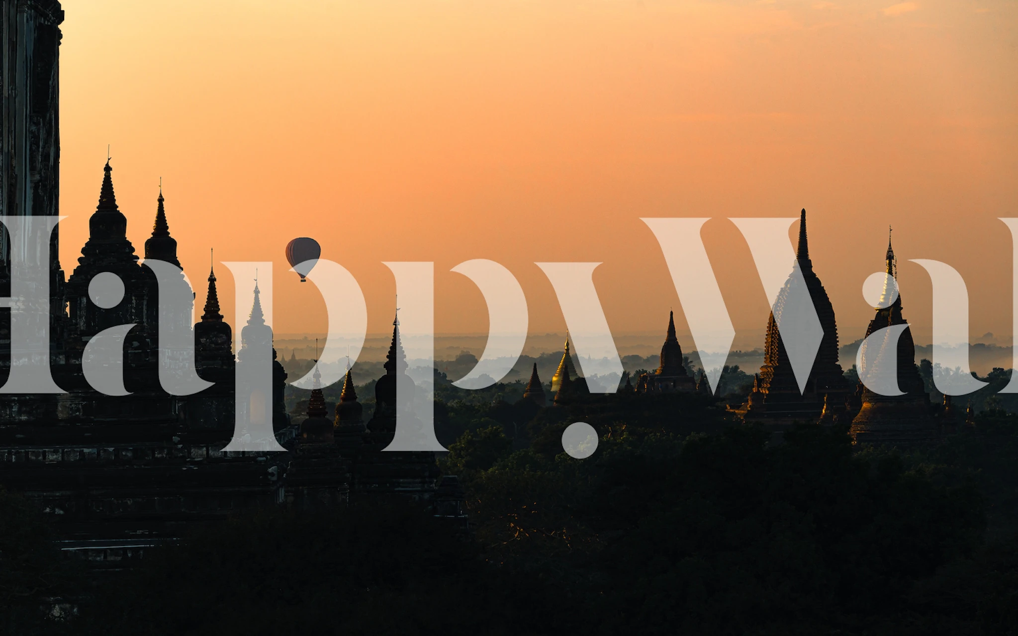 Sunrise in Bagan wallpaper in a room