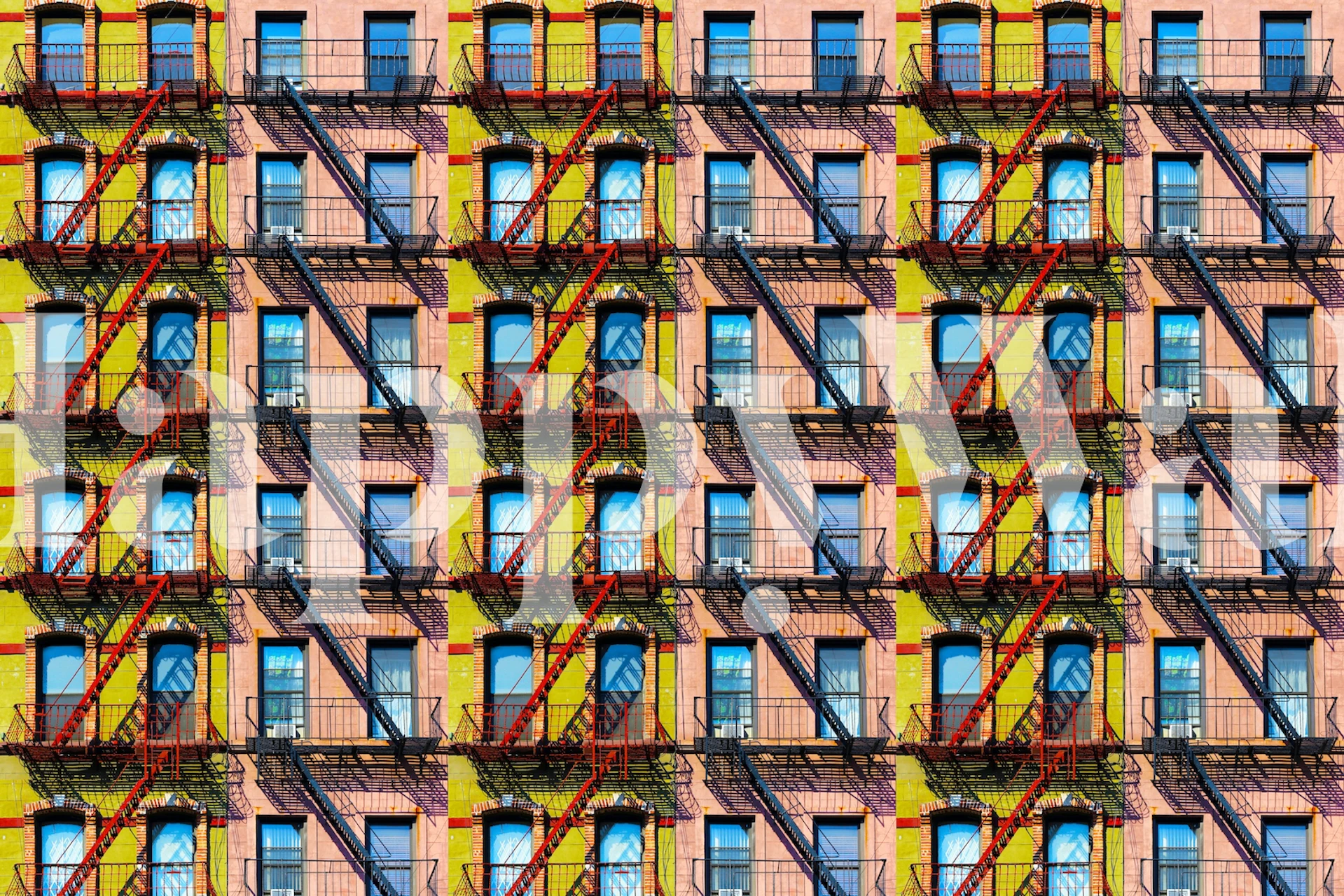 Urban New York window facade wallpaper design
