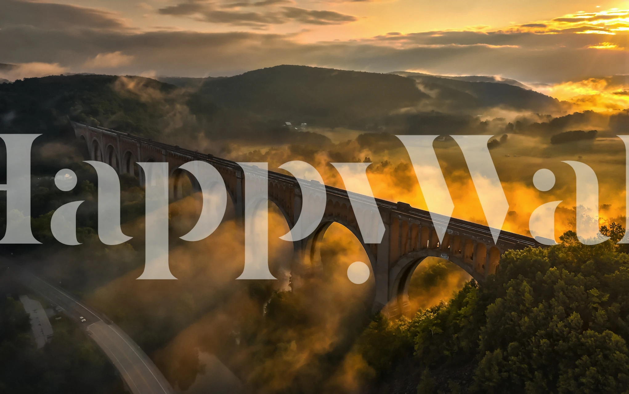 Viaduct Sunrise wallpaper in a room