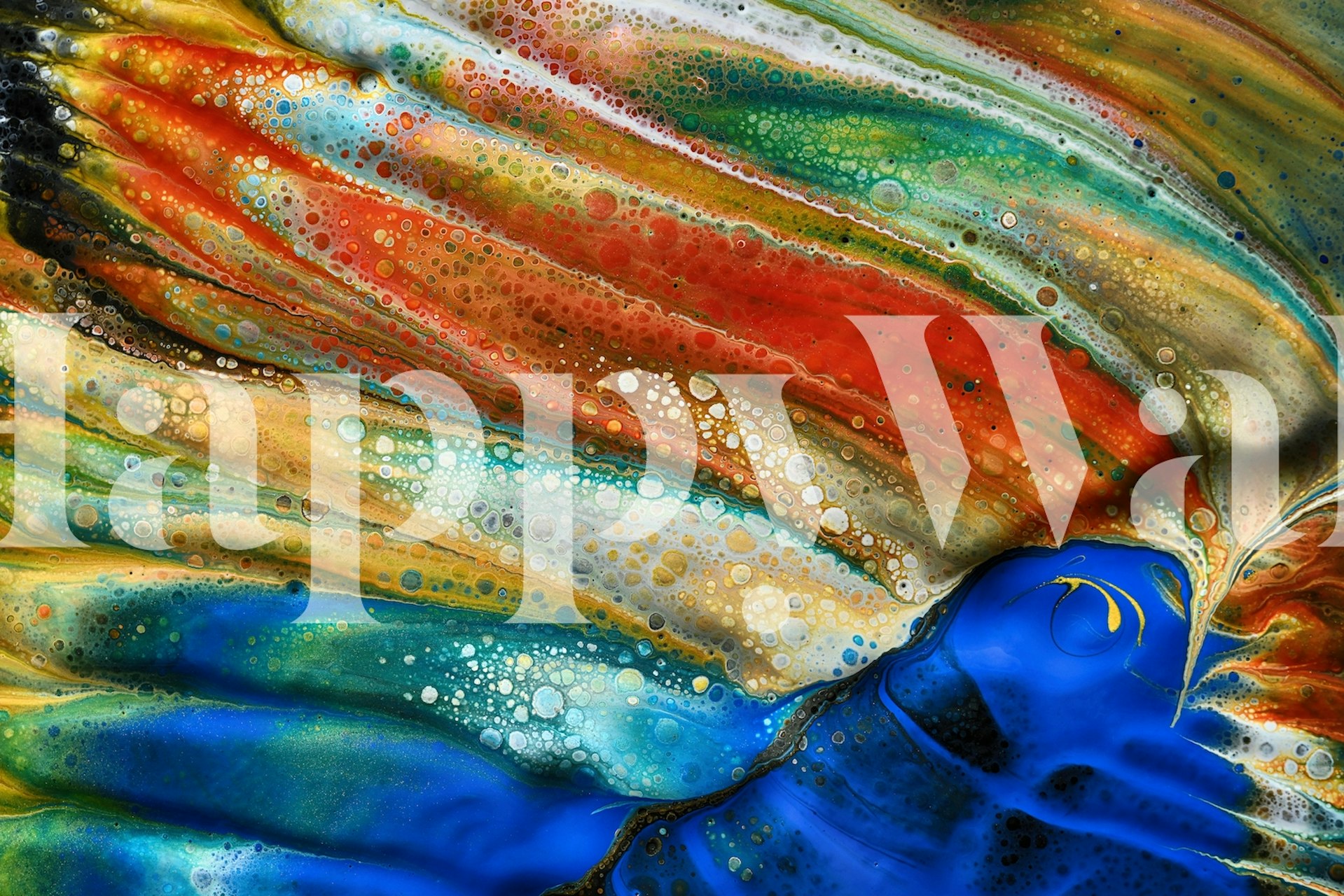 Blau Fisch Tapete in einem Raum