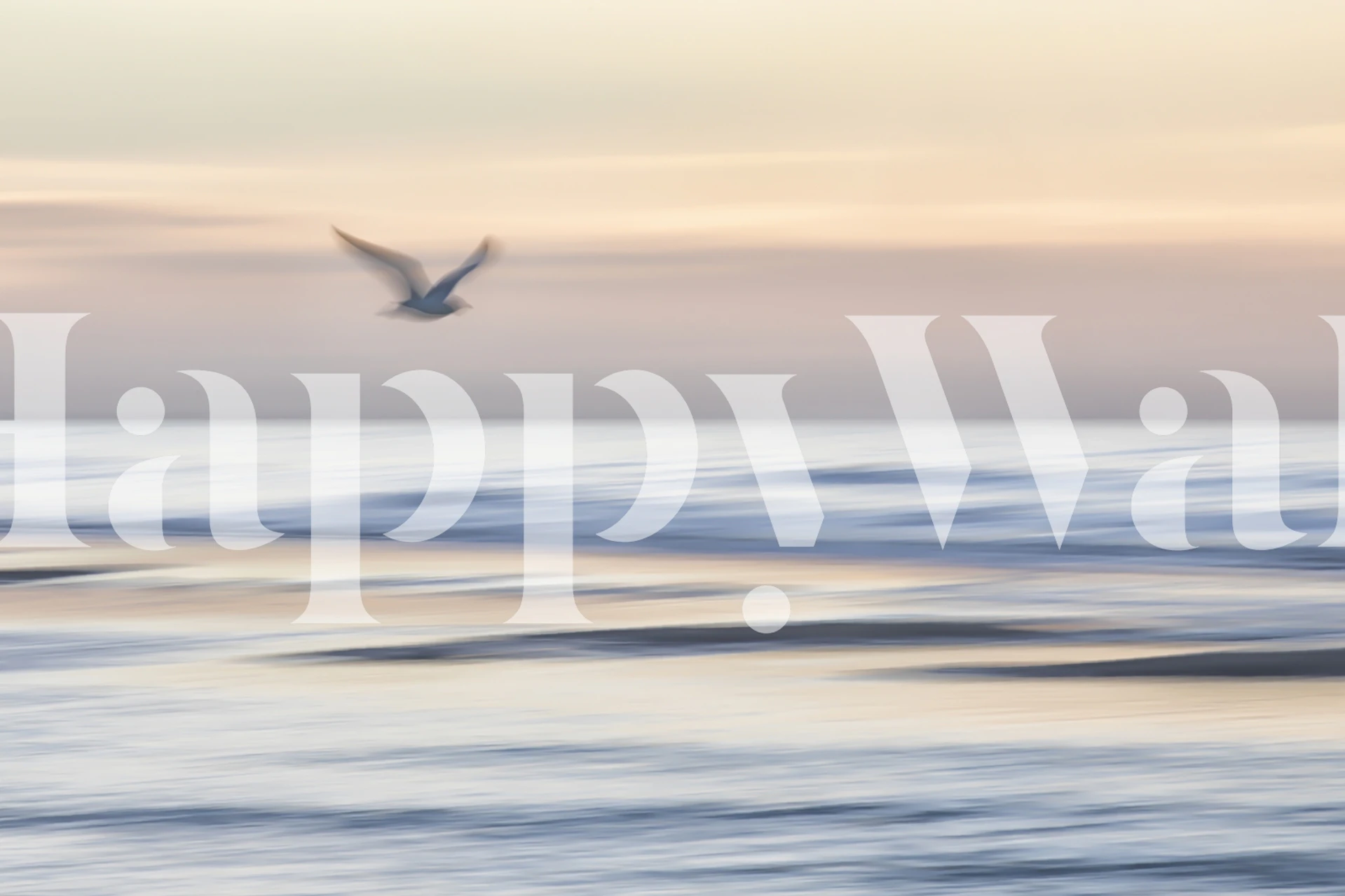 Seascape wall mural with bird in flight over tranquil ocean
