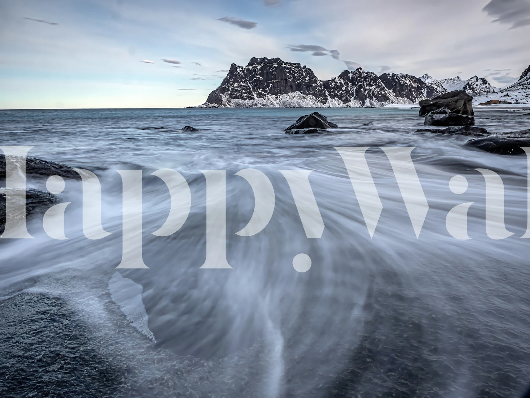 Dynamic wave patterns with blues and grays wallpaper