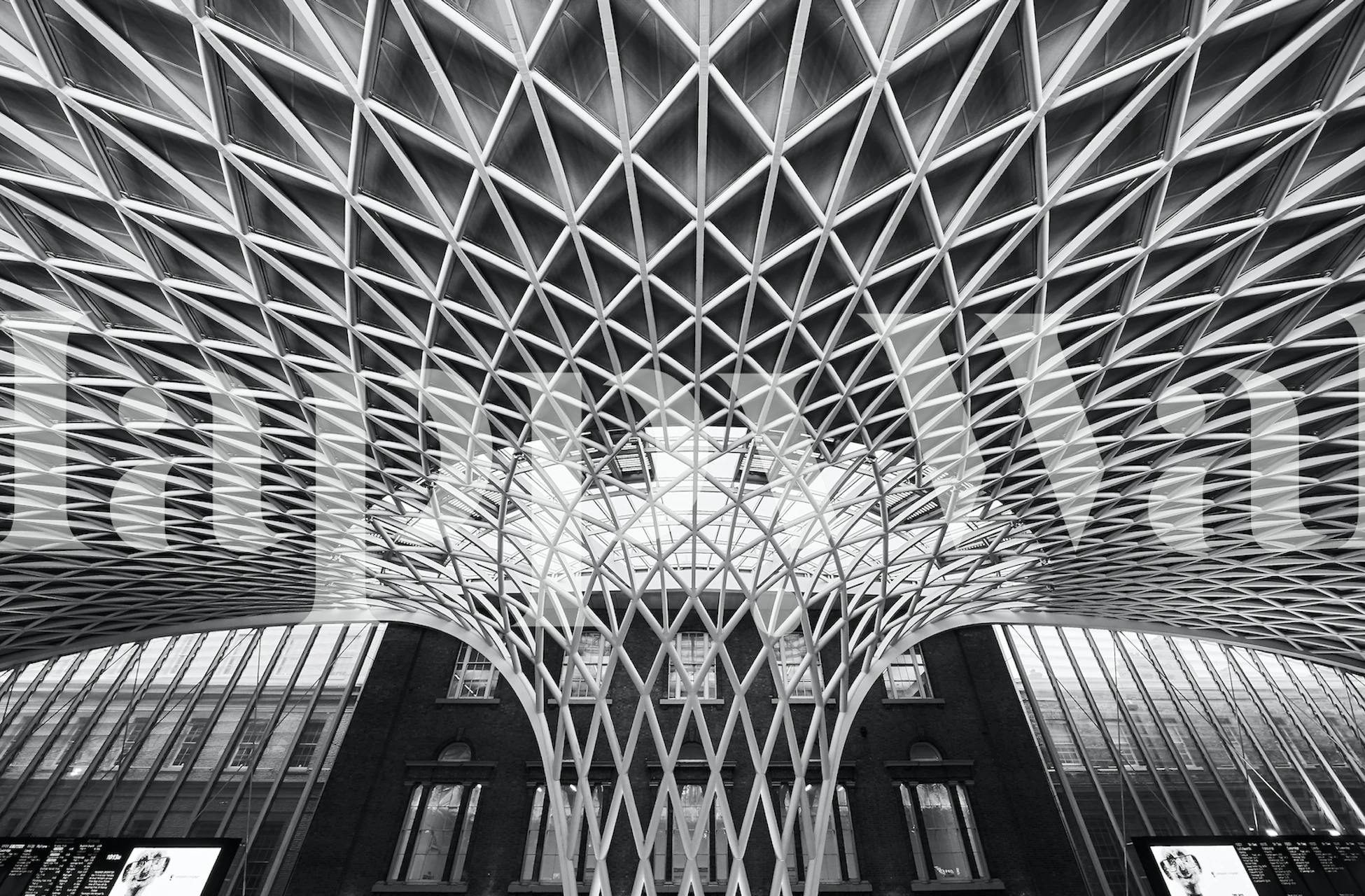 Geometric pattern featuring a white lattice design on a black background wallpaper