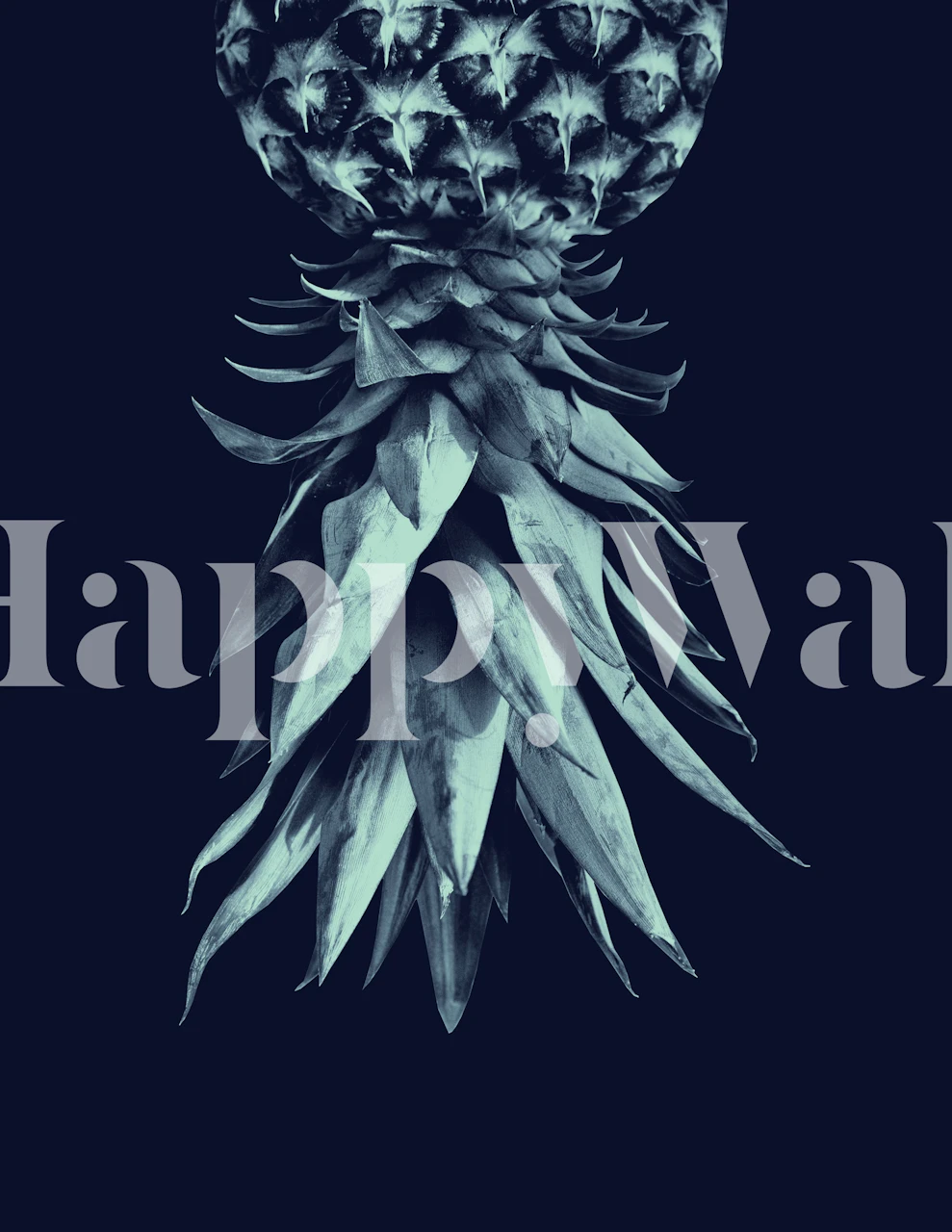 Blue pineapple wall mural showcasing detailed leaves and textured pineapples wallpaper