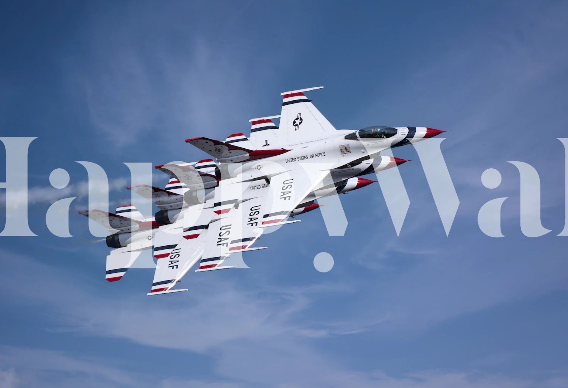 Fighter jet formation in clear blue sky wallpaper