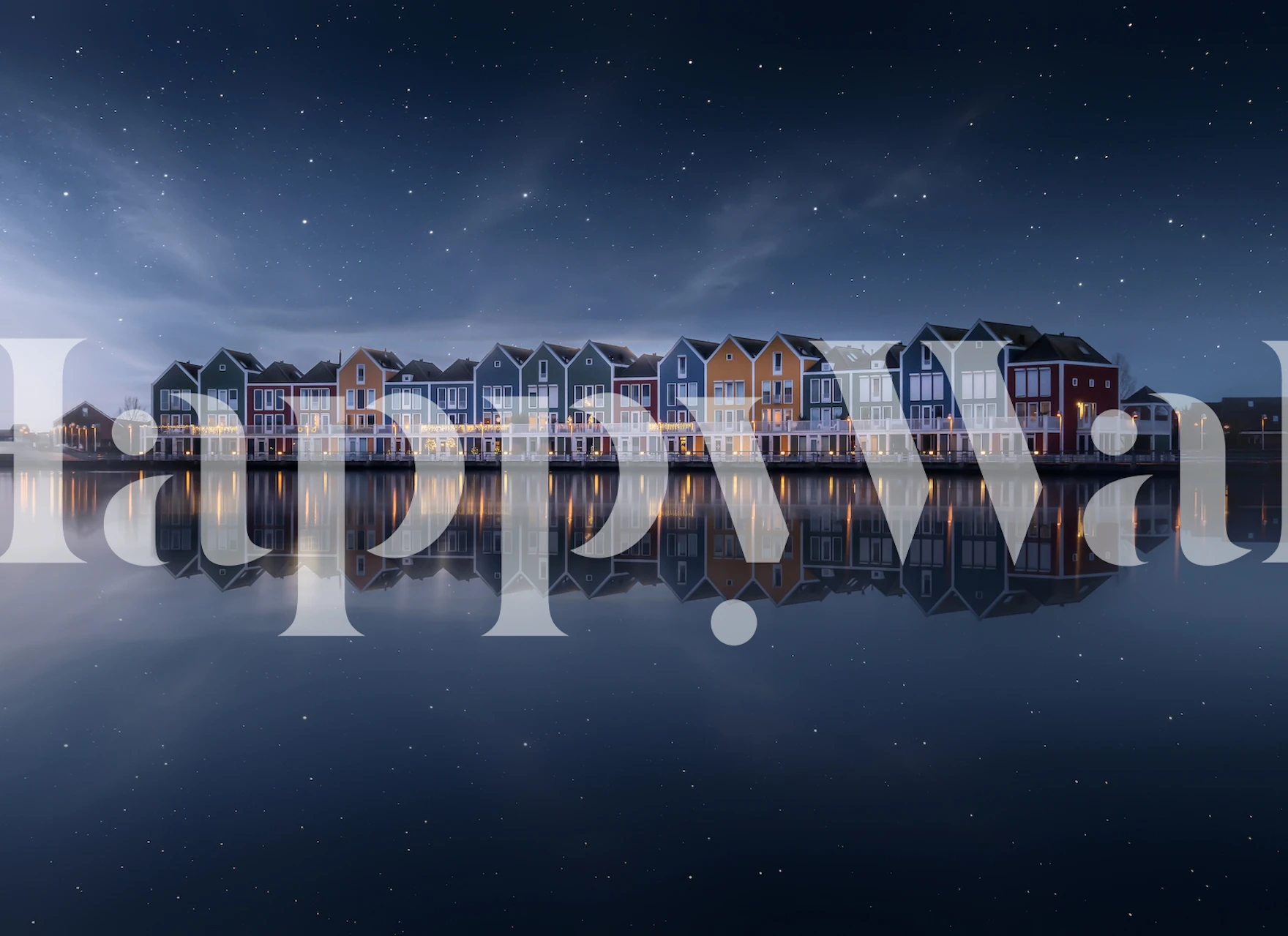 Tapet av fargerike hus ved vannet