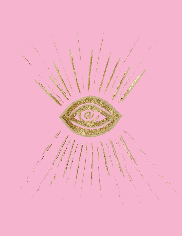 Evil Eye Gold on Pink 1