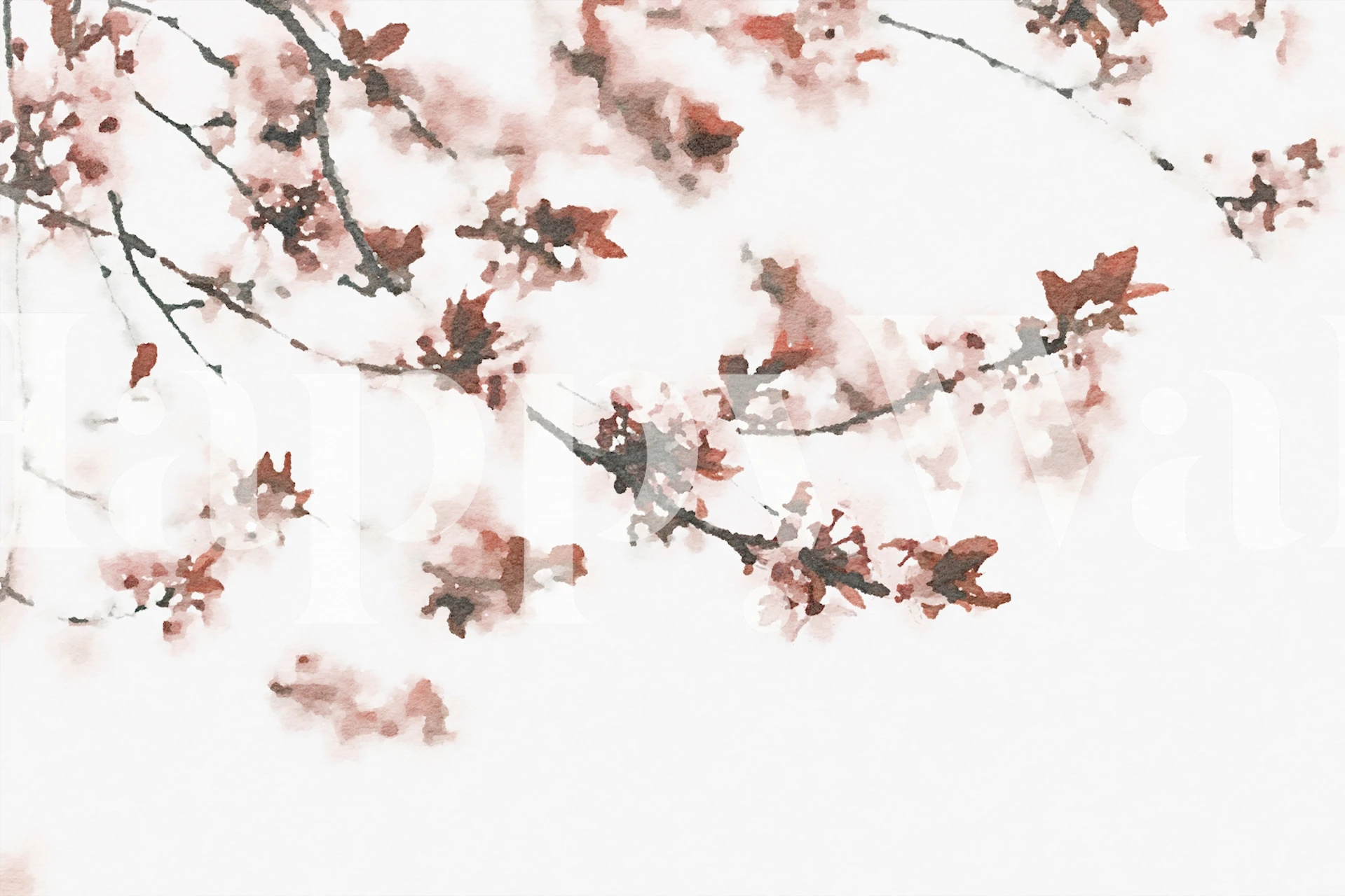 Toffee cherry flower wallpaper v místnosti