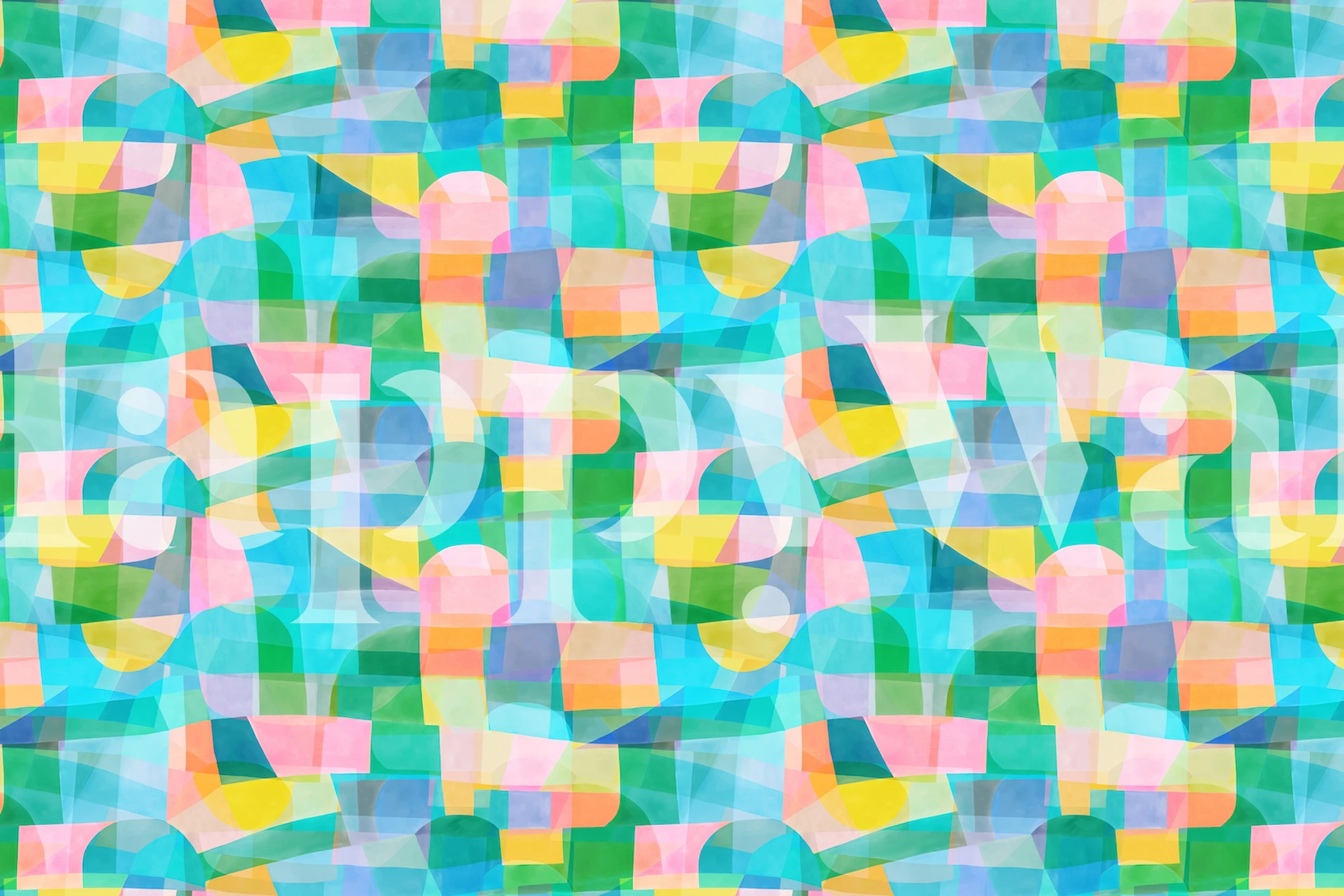 Abstrakcyjna fototapeta inspirowana świetlikiem z pastelowymi geometrycznymi kształtami