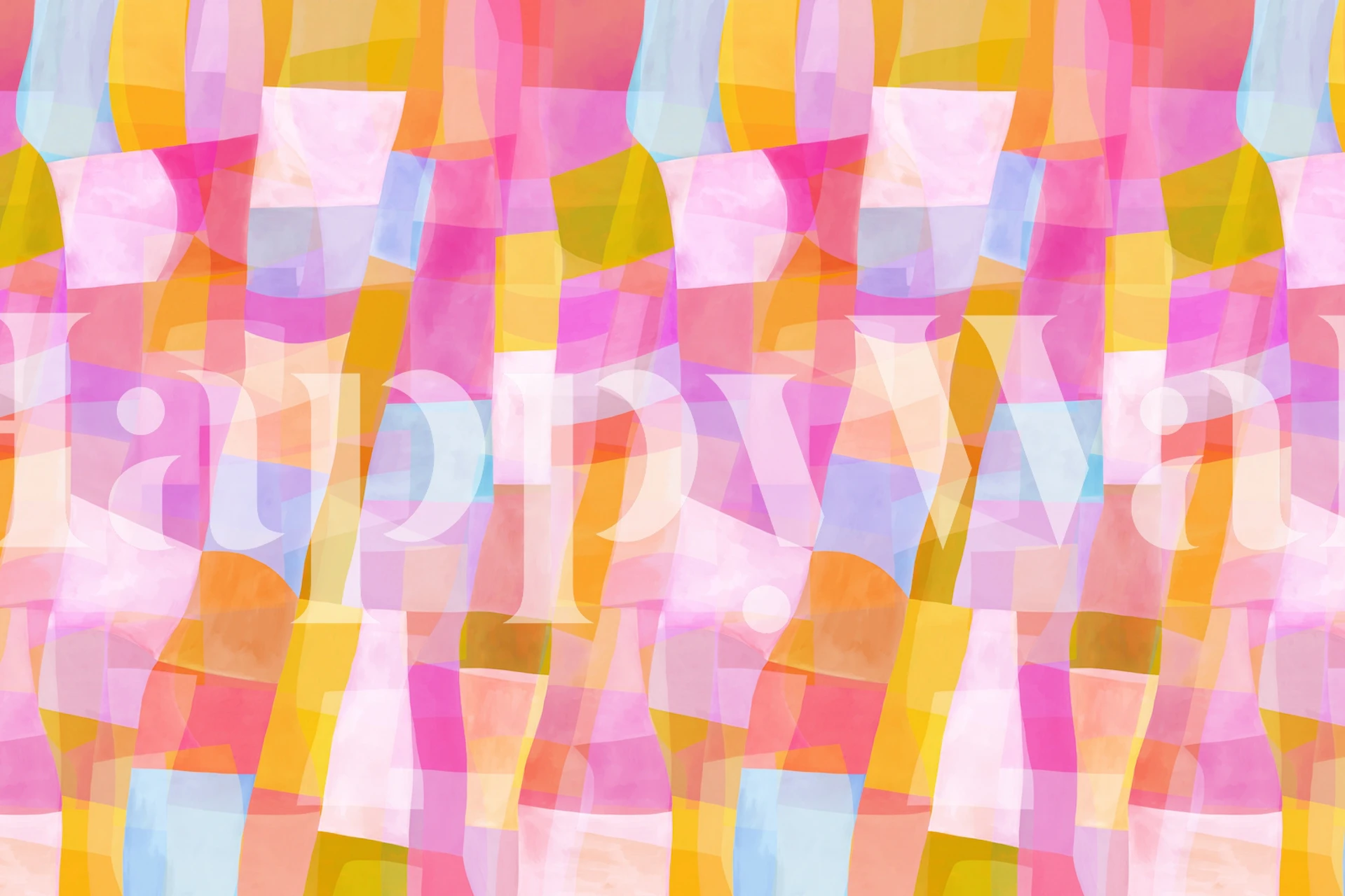 Abstract sundown wall mural with soft pastel colors and geometric shapes