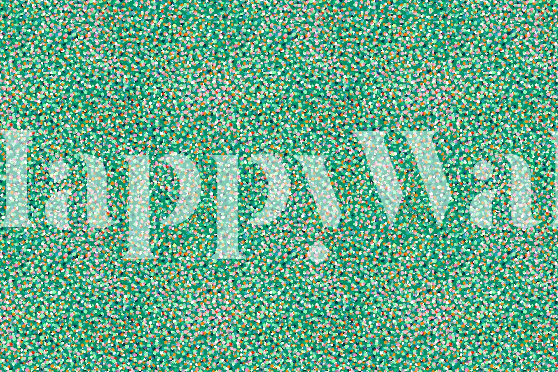 Emerald green wallpaper with colorful confetti dots