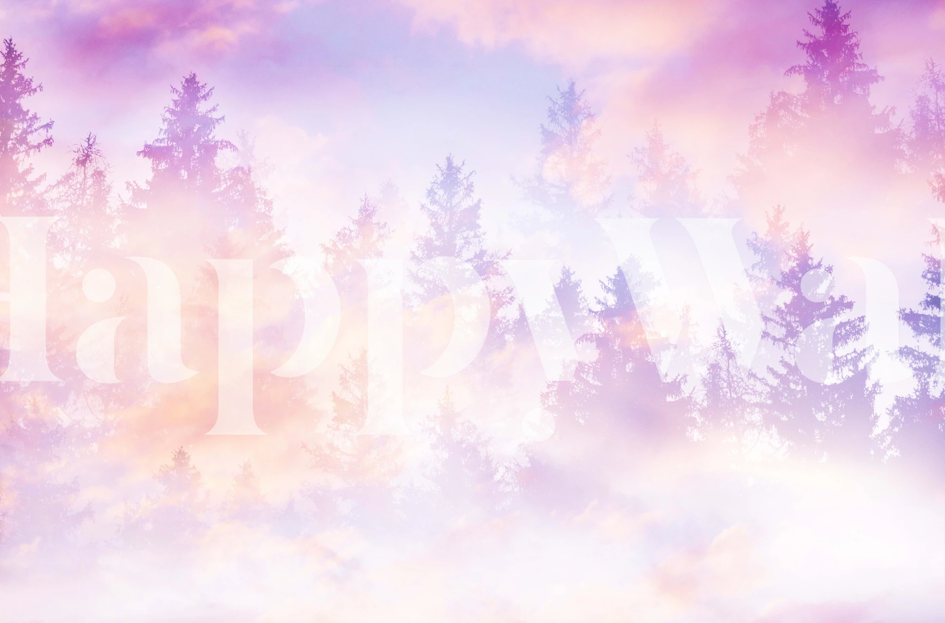 Pastel forest featuring trees in soft purple and pink tones wallpaper