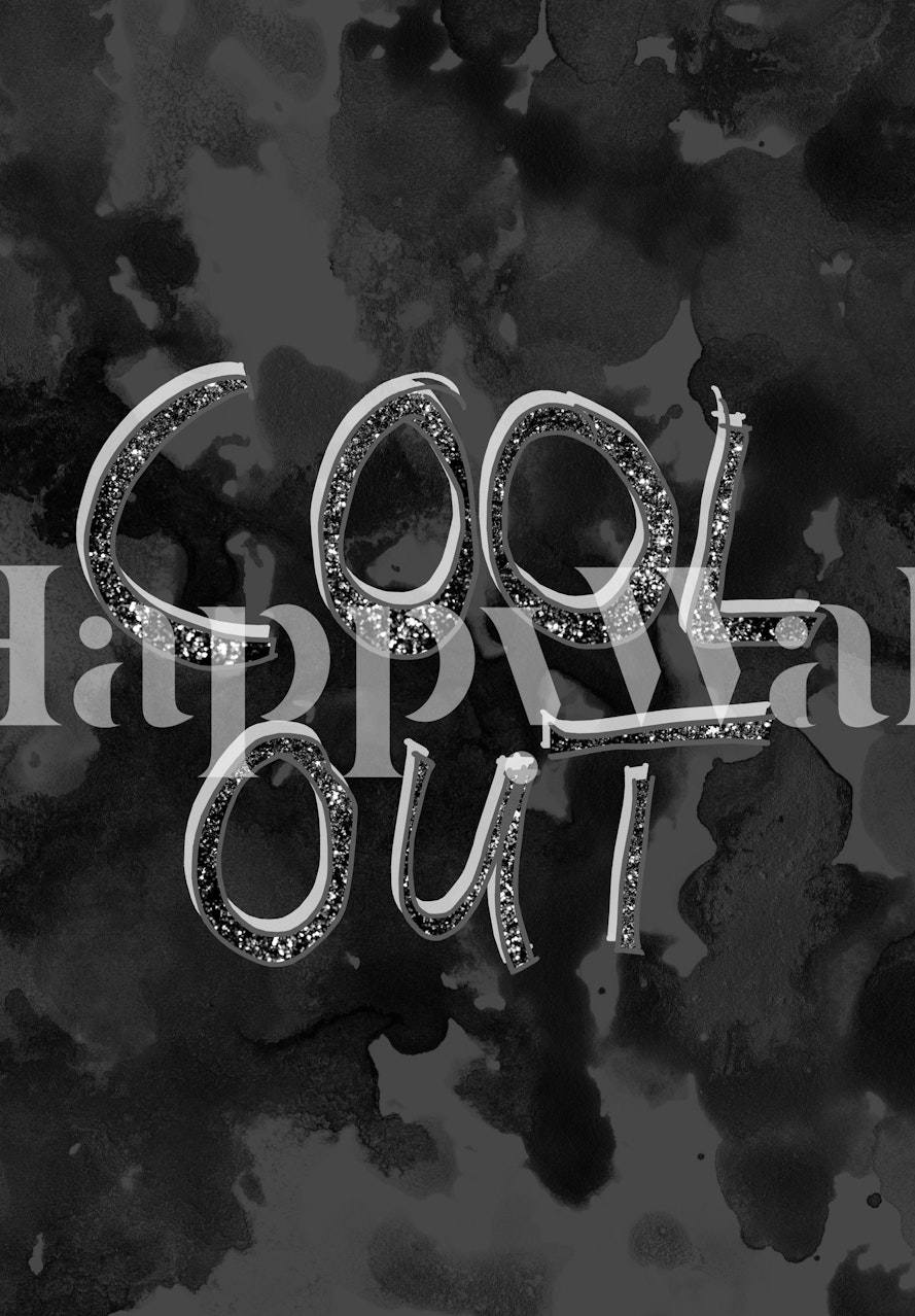 Cool Out 1 wall mural with abstract black background and jeweled lettering