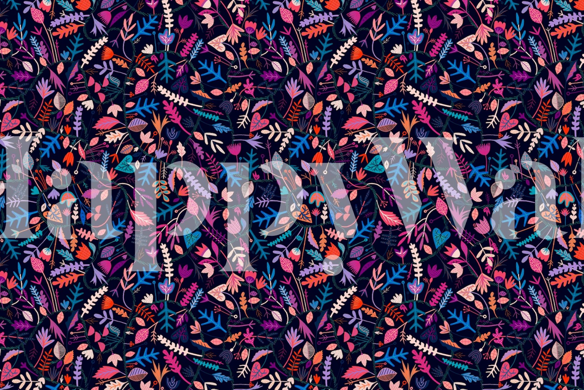 Seasons Navy floral wallpaper design