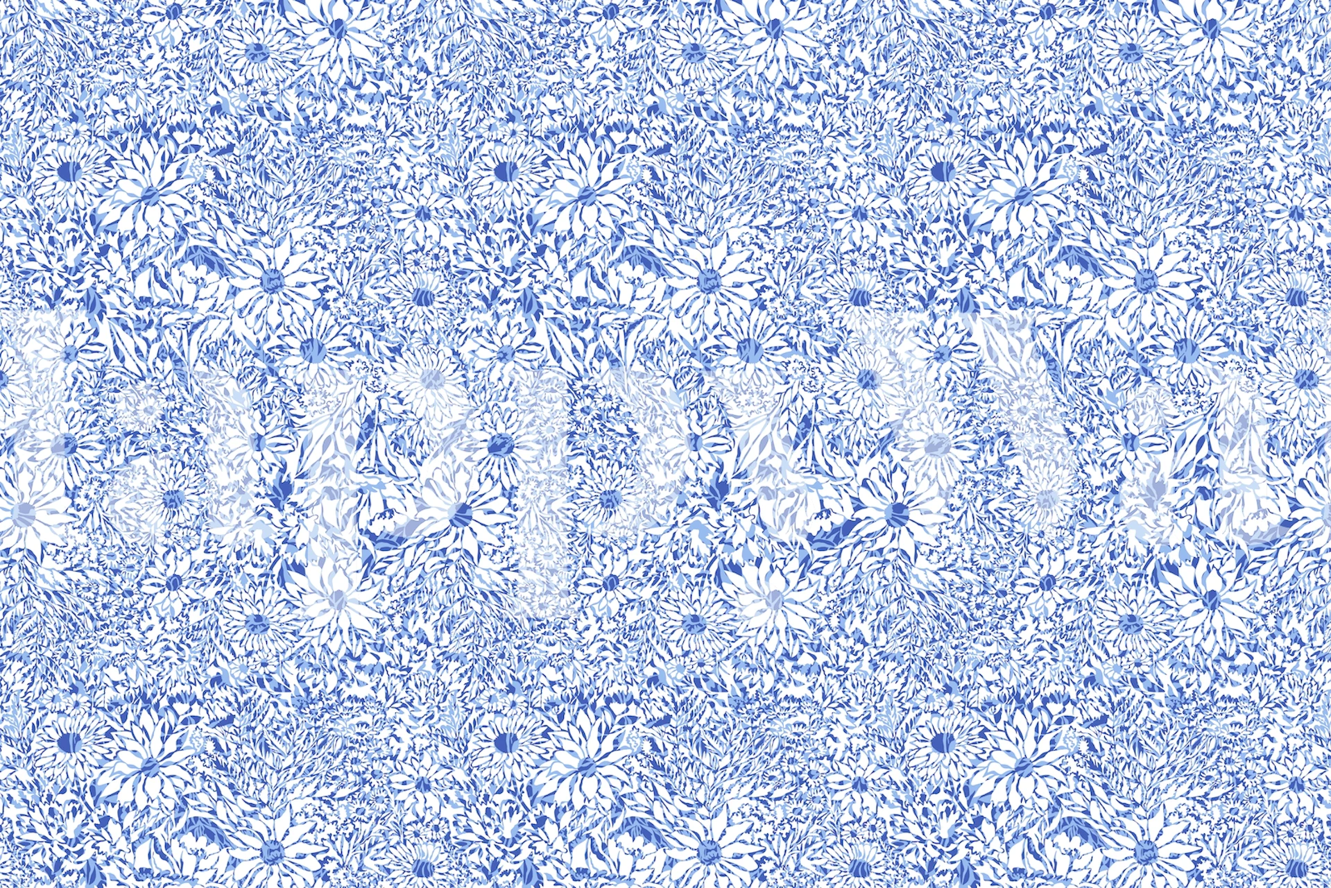 Floral patterns in blue with white background wallpaper