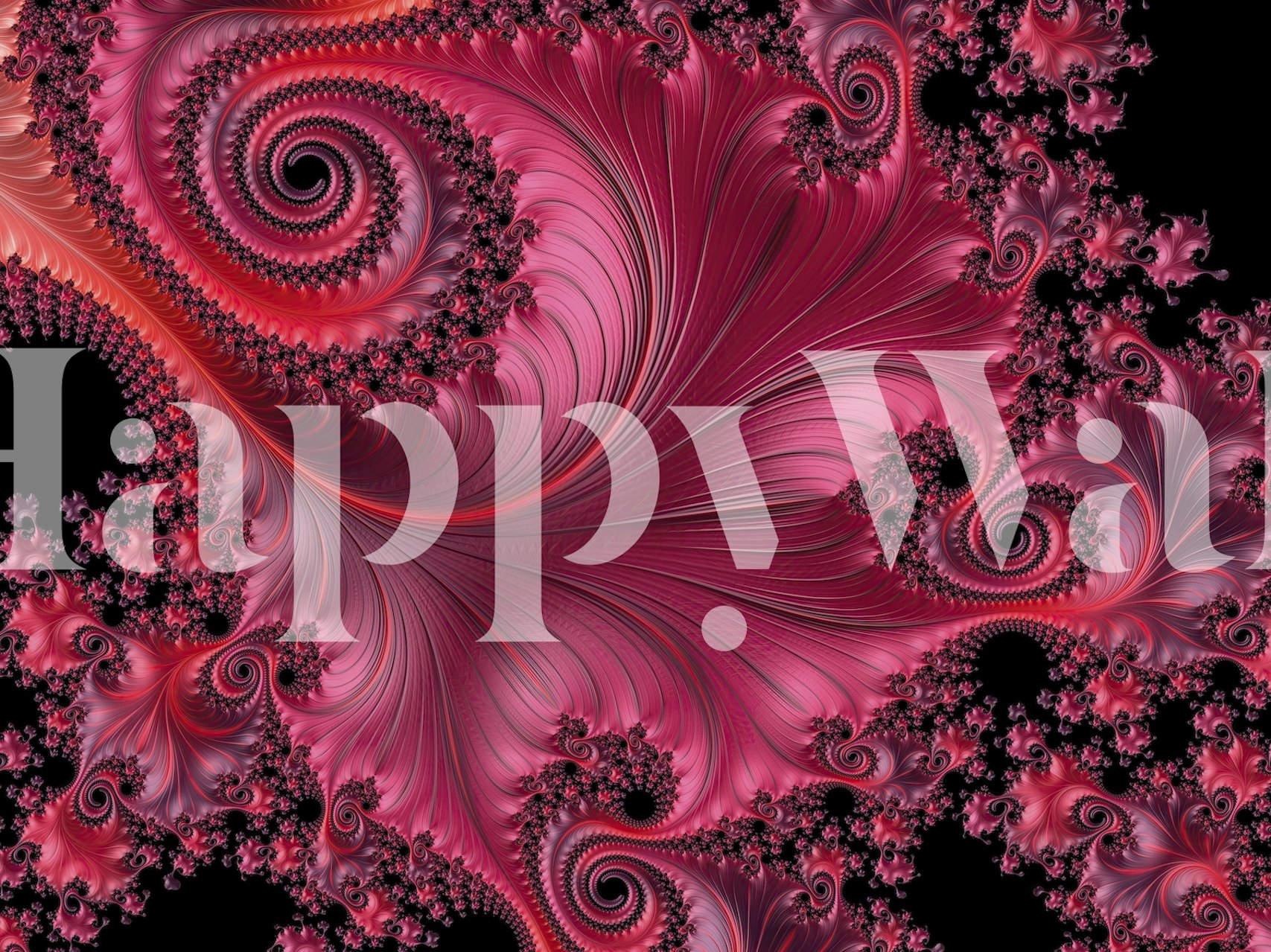 Fractal Fantasie Coral Red wallpaper in room