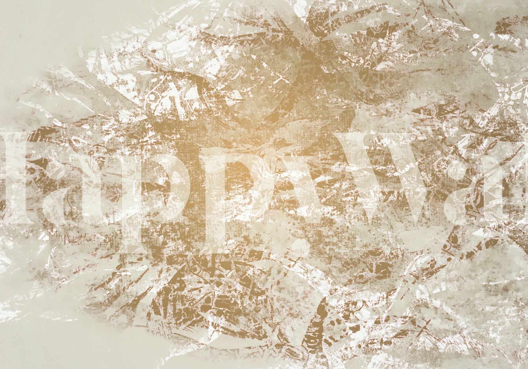 Abstract brush stroke design in gold and cream wallpaper