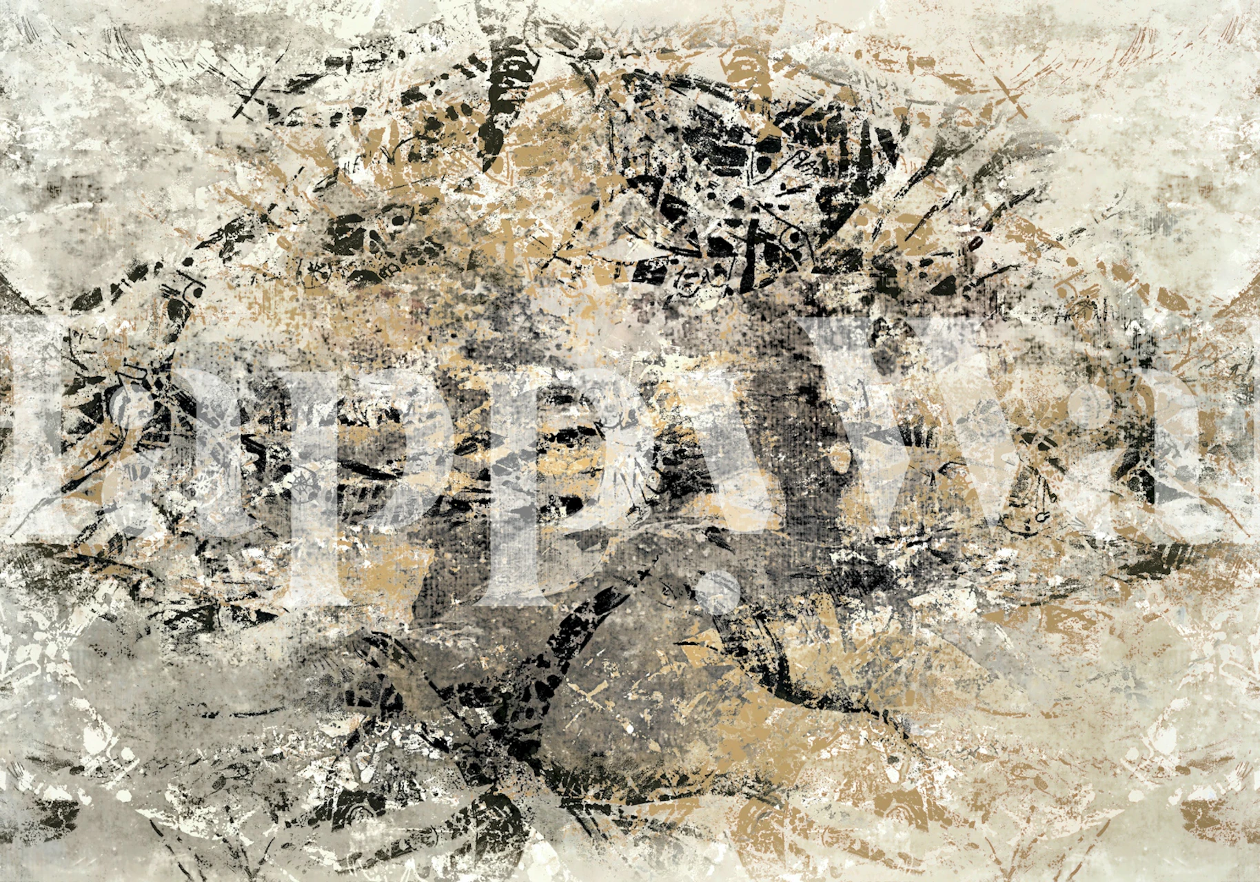 Zidna freska s dizajnom inspiriranim starim japanskim tehnikama bojenja u suptilnim nijansama.