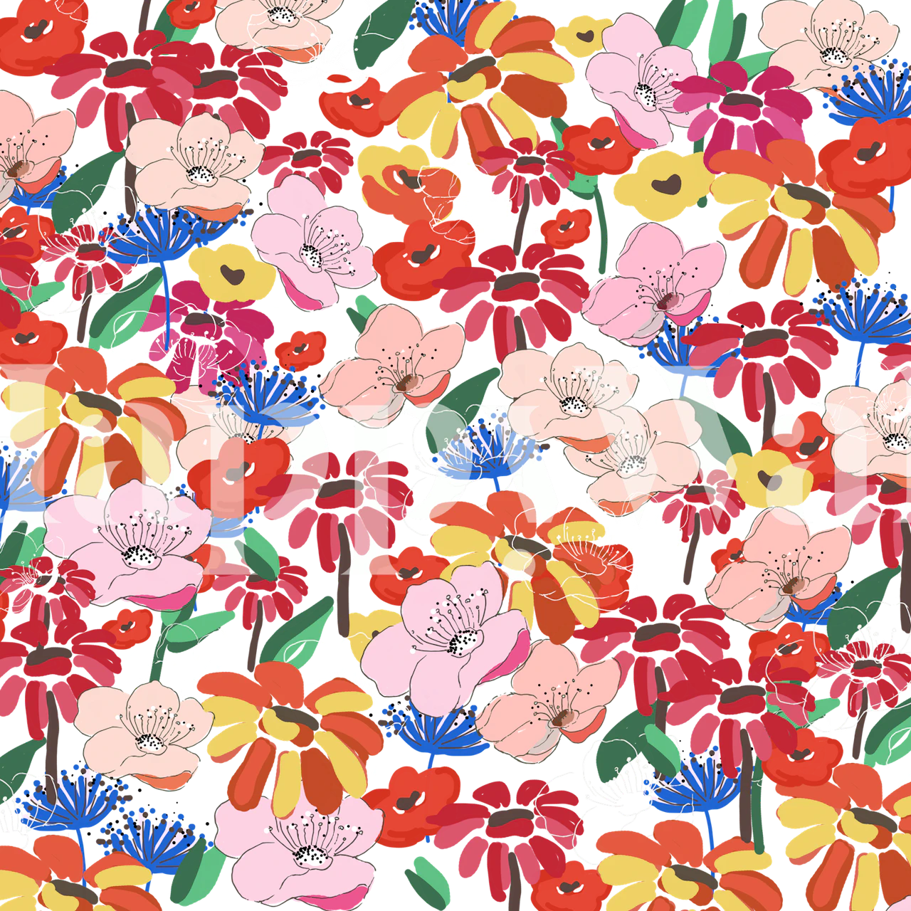 Colorful floral wallpaper design in a room