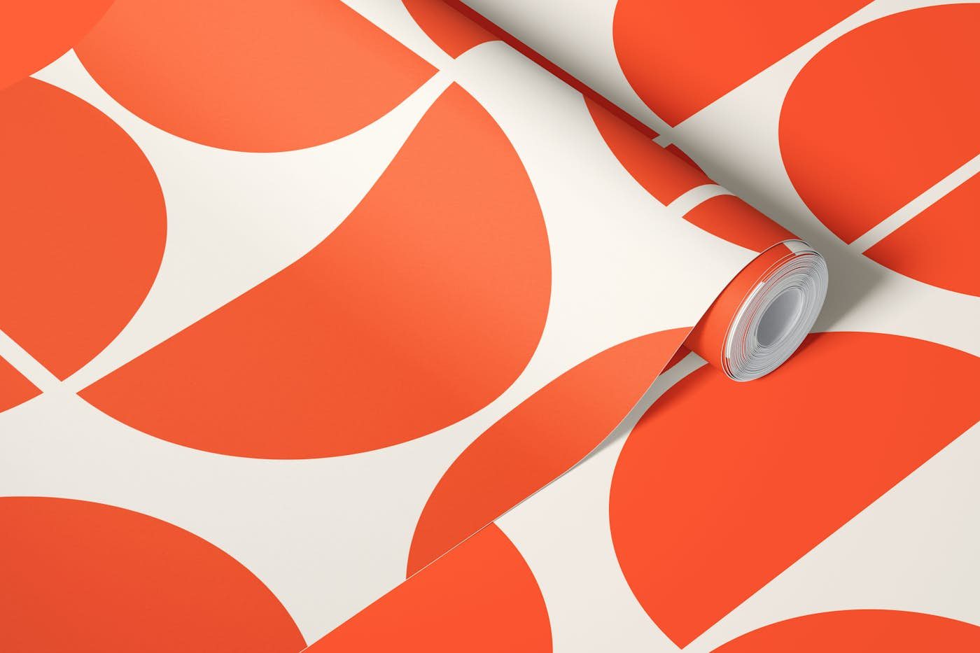 Bauhaus Pattern Orange wallpaper roll