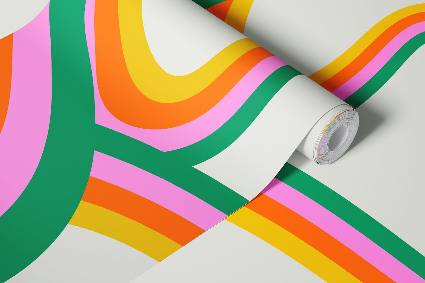 Retro rainbow stripes wallpaper roll