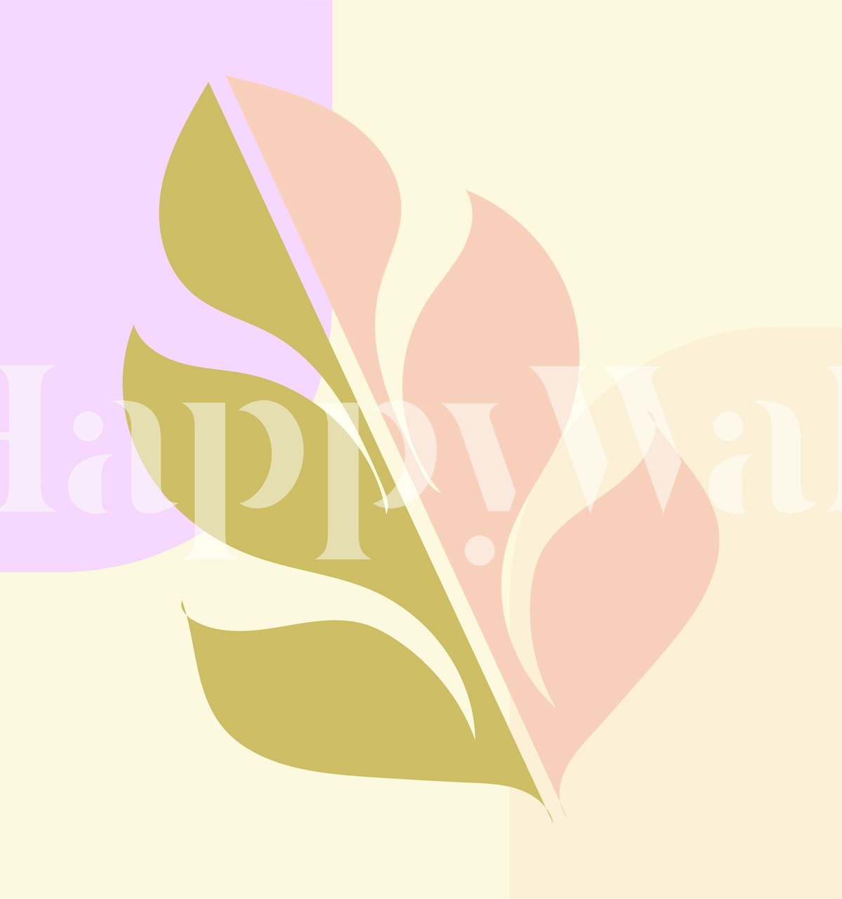 Leaf pattern in pink and green on soft background wallpaper