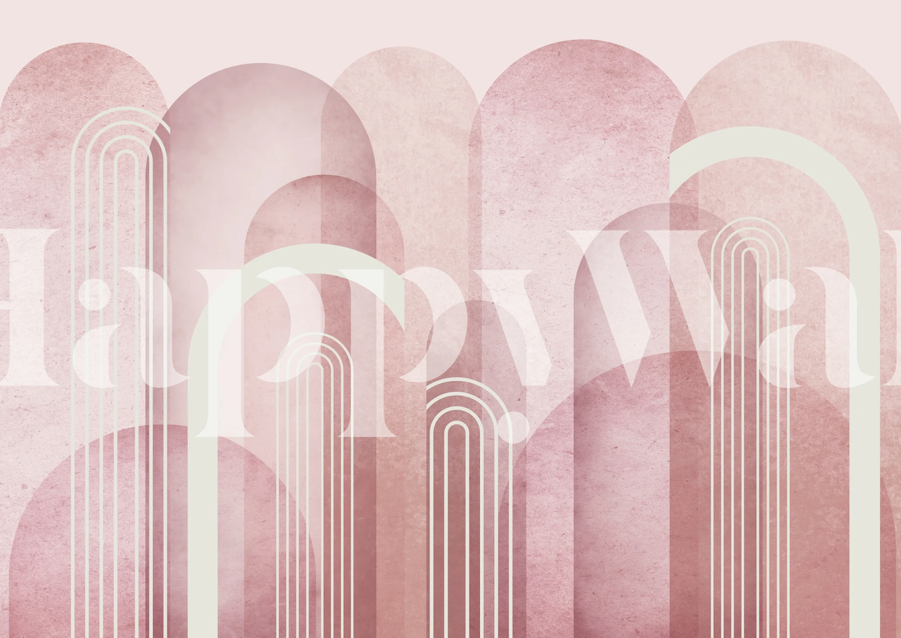 Blush pink mid century arches wallpaper in a room