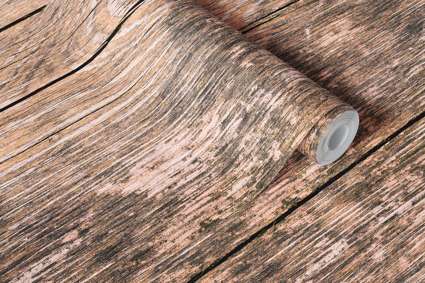 Rustic wood planks wallpaper roll