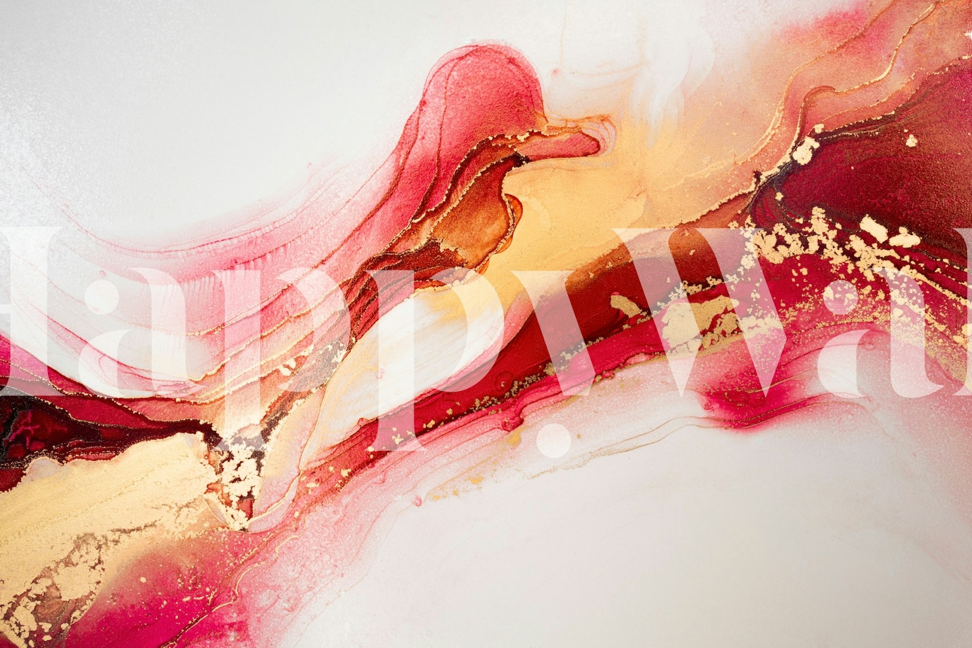 Red and gold abstract ink design wallpaper