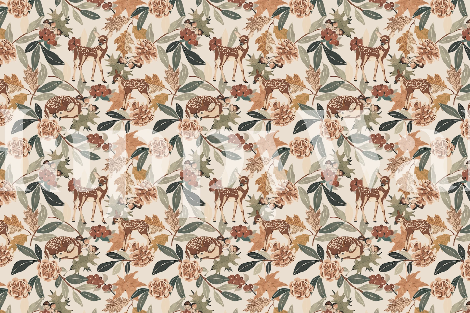 Deer in autumn projekt tapety kwiatowej