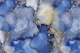Abstract Indigo Gold Ink Art