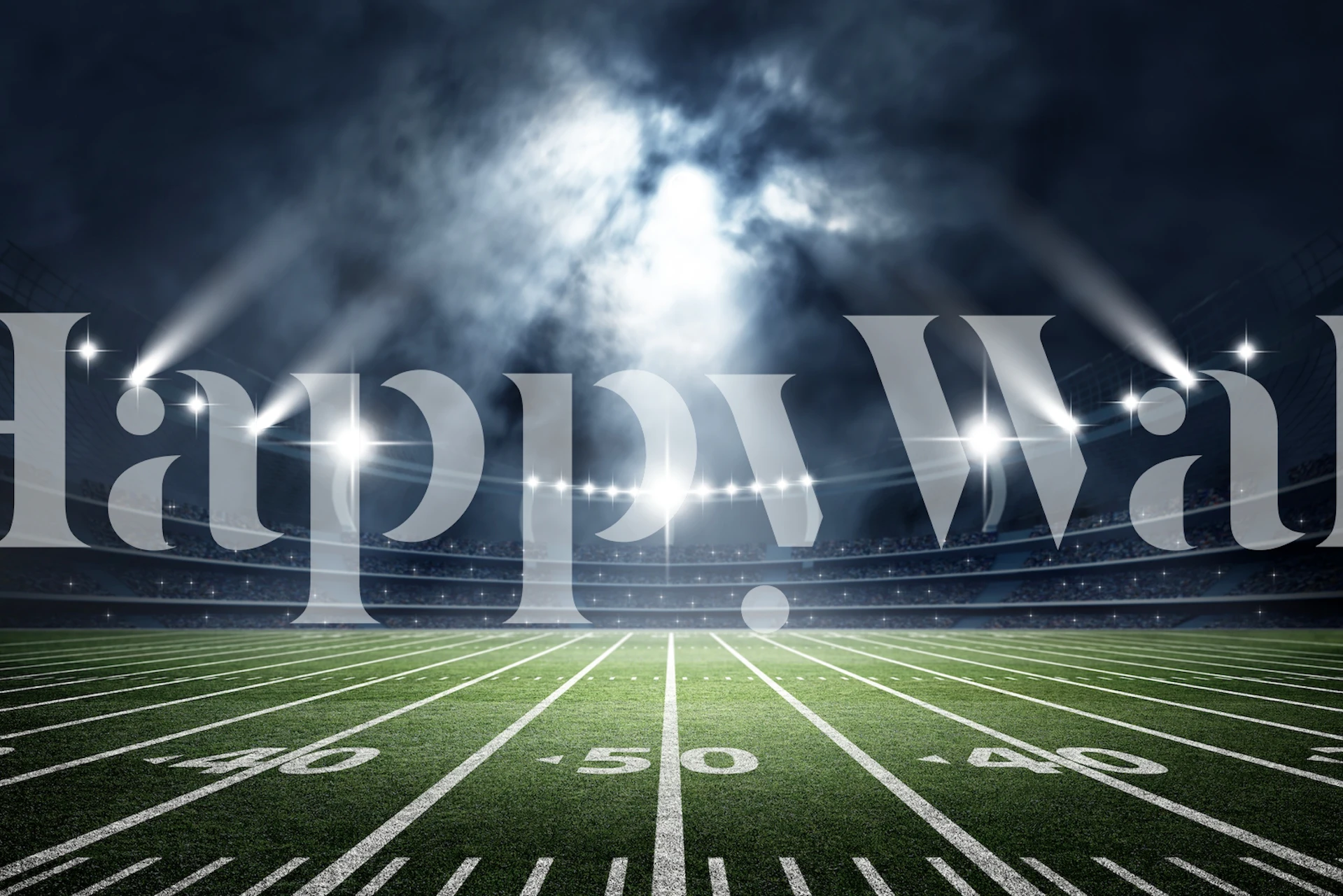 Fototapeta stadion futbolu amerykańskiego z podświetlanym boiskiem i światłami stadionu