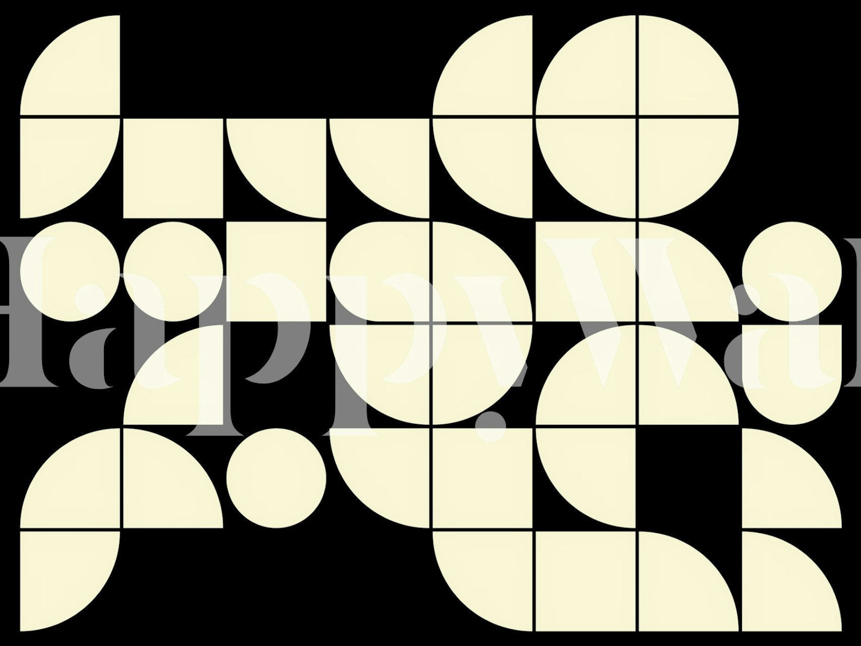 Bauhaus-inspired wall mural in ivory with abstract geometric and curvilinear shapes