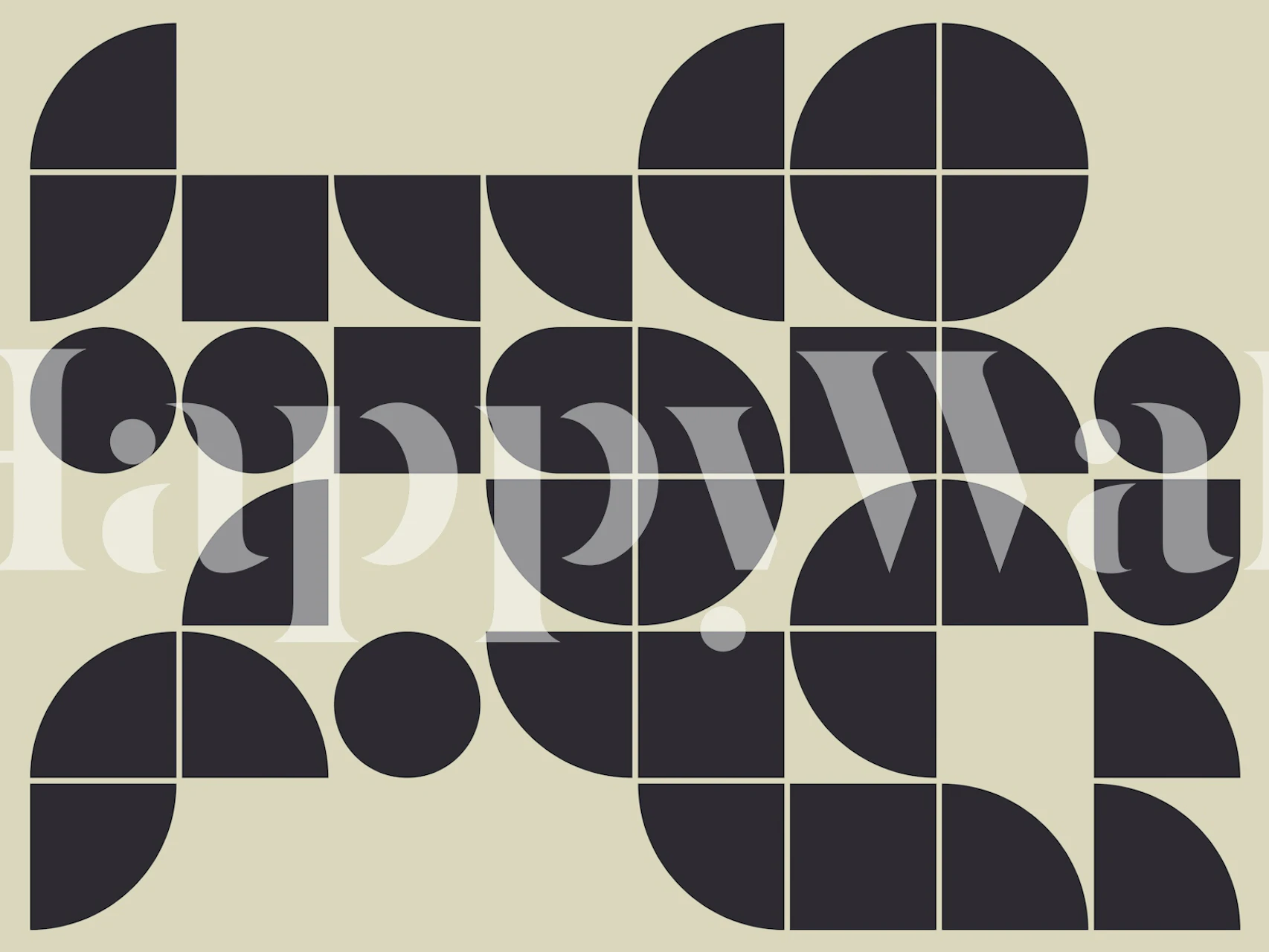 Tan and black geometric Bauhaus-inspired wall mural