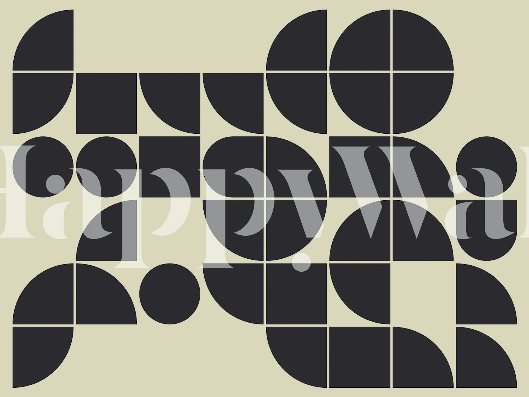 Solbrun och svart geometrisk Bauhaus-inspirerad väggmålning