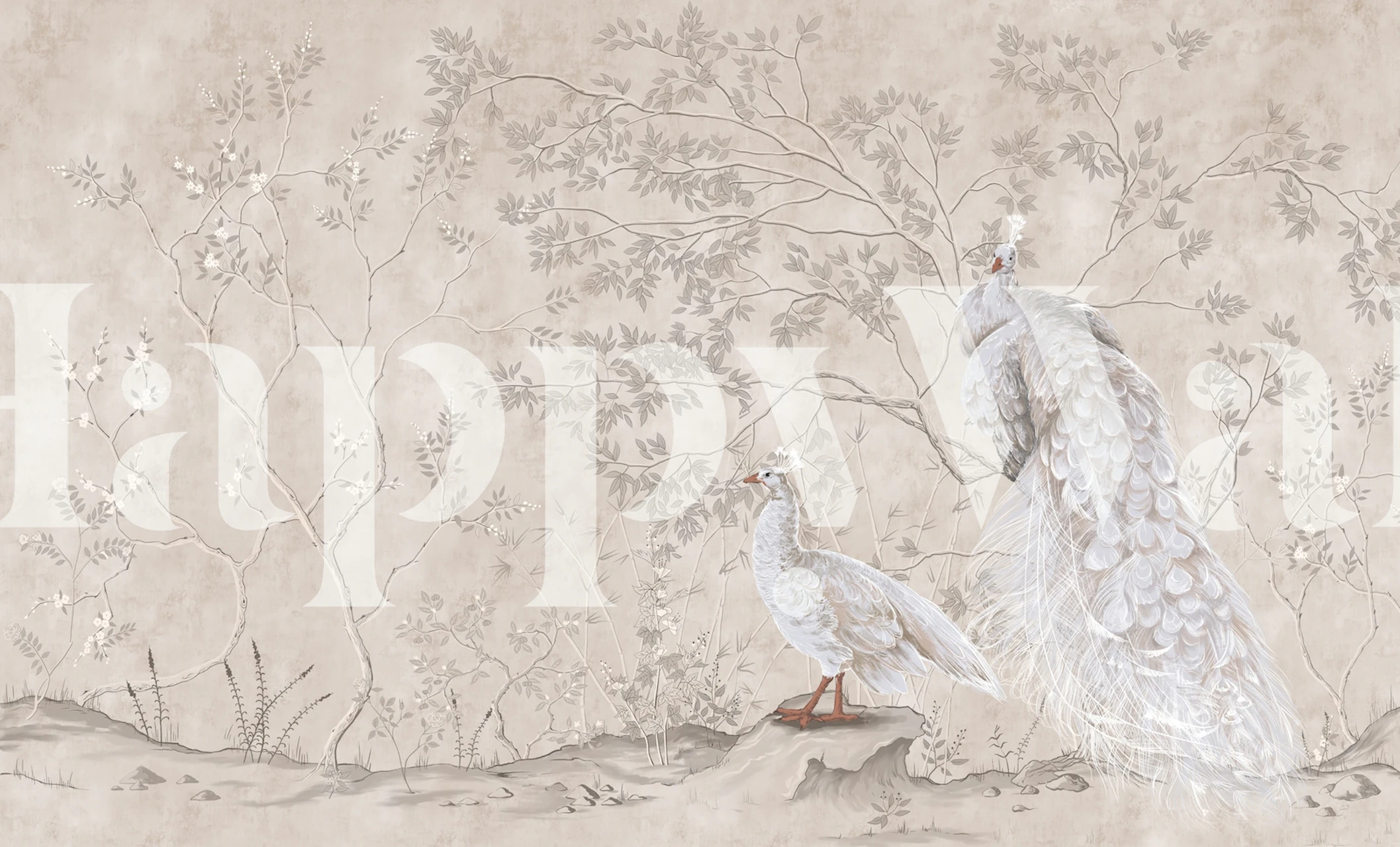 Peacocks chinoiserie tapeta u sobi