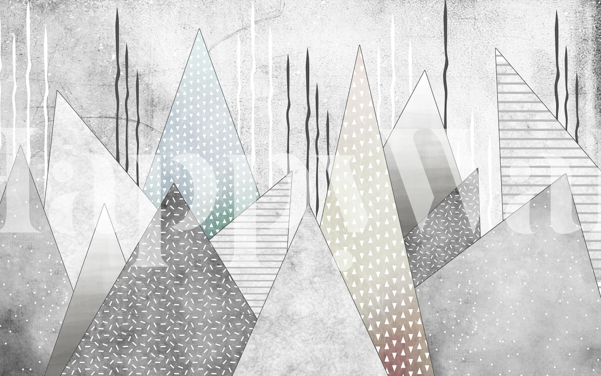 Papier peint Cartoon mountains dans une pièce