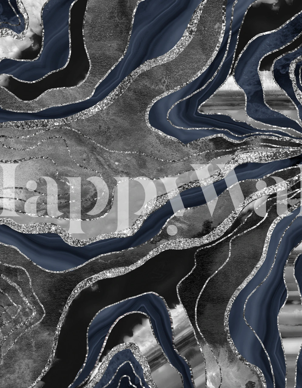 Fotomurais paisagistícos Elegante padrão de ágata em mármore azul e preto